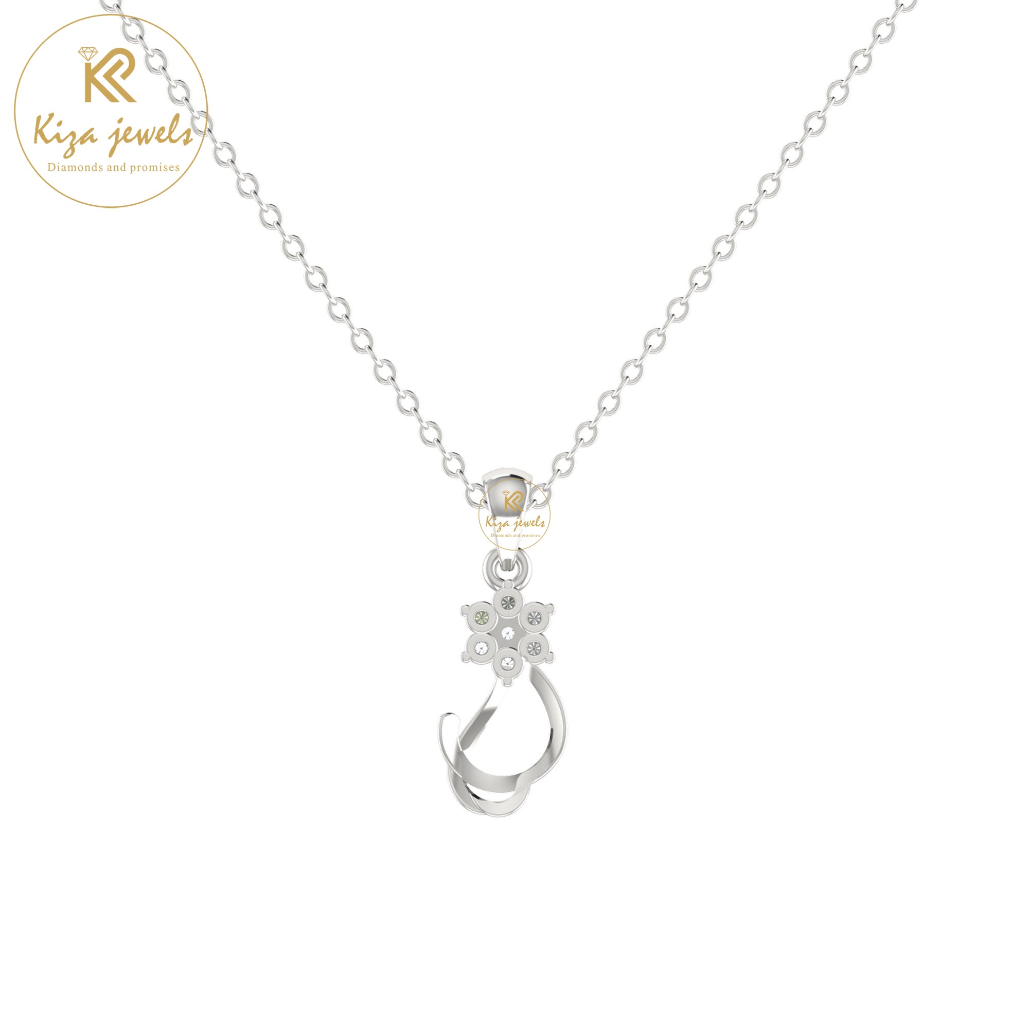 0.06 TDW Round Cut Diamond Custom Pendant With Chain