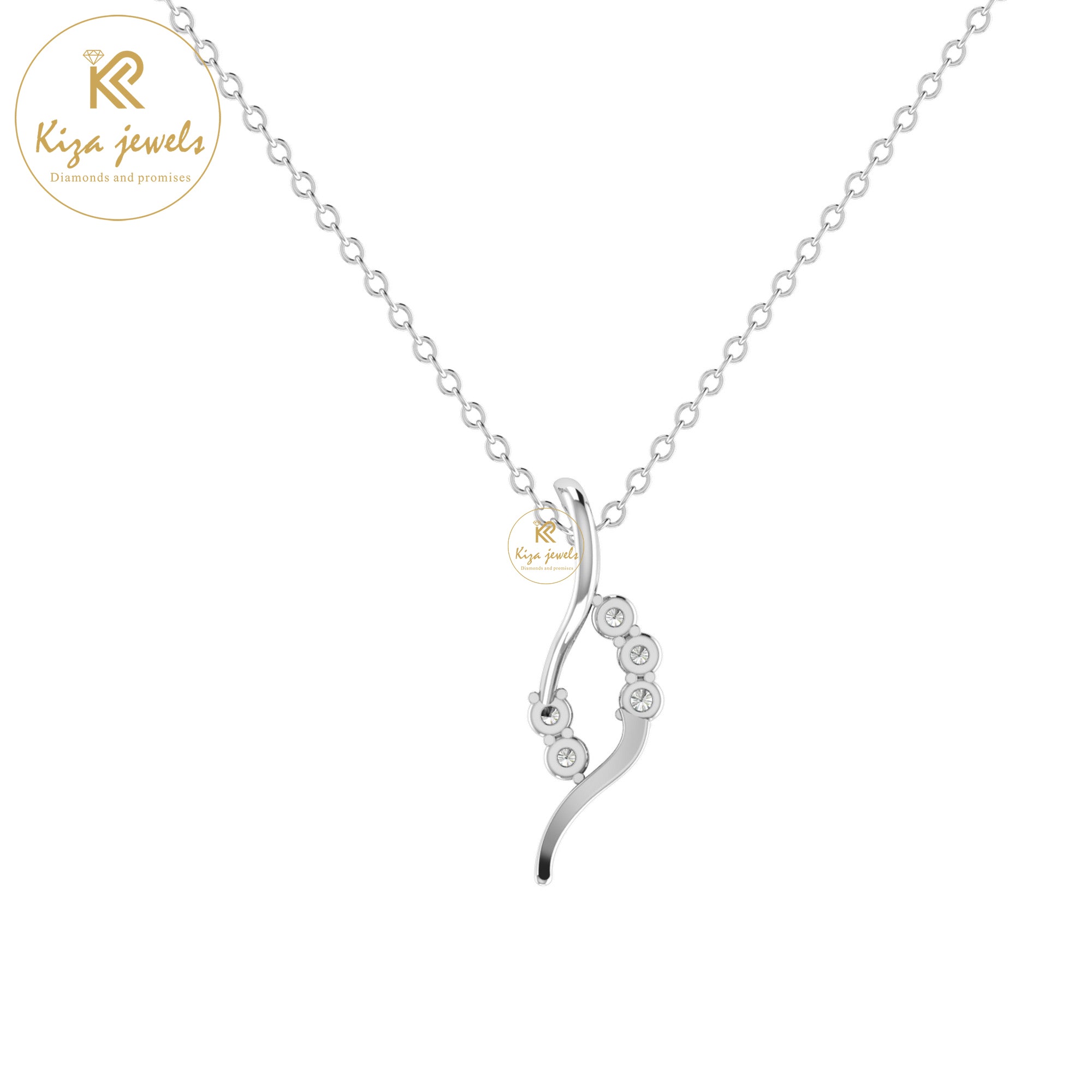 0.099 TDW Round Cut Diamond Custom Pendant With Chain