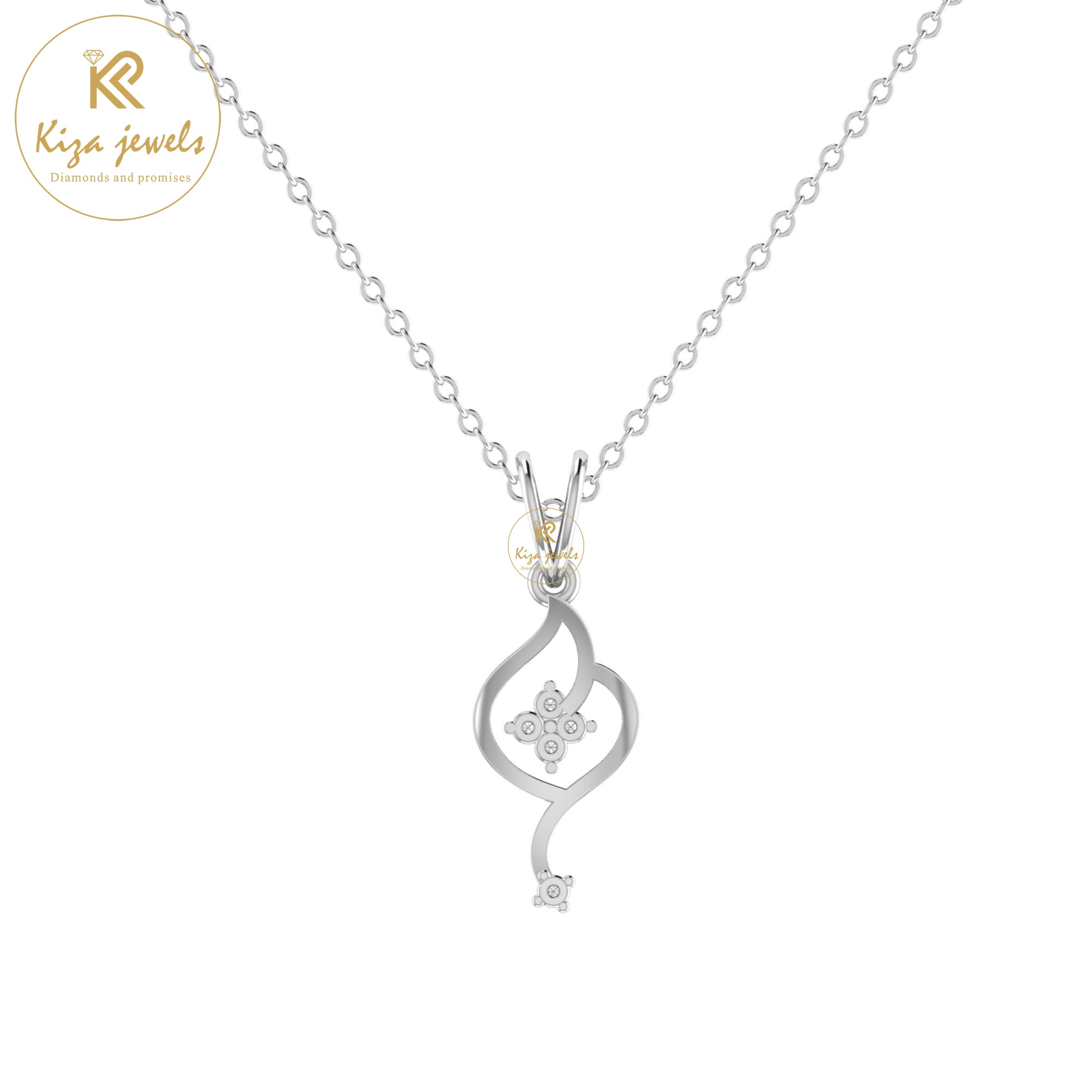 0.035 TDW Round Cut Diamond Custom Pendant With Chain
