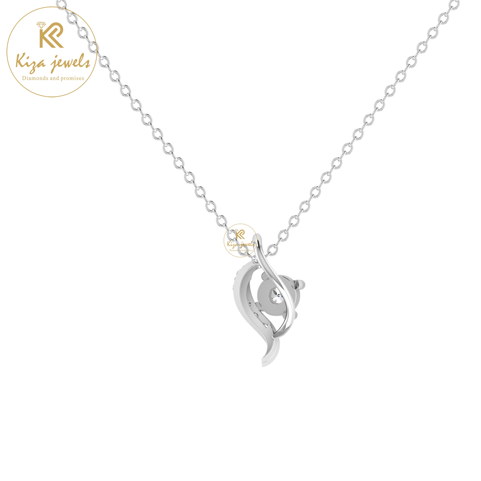 0.28 TDW Round Cut Diamond Custom Pendant With Chain