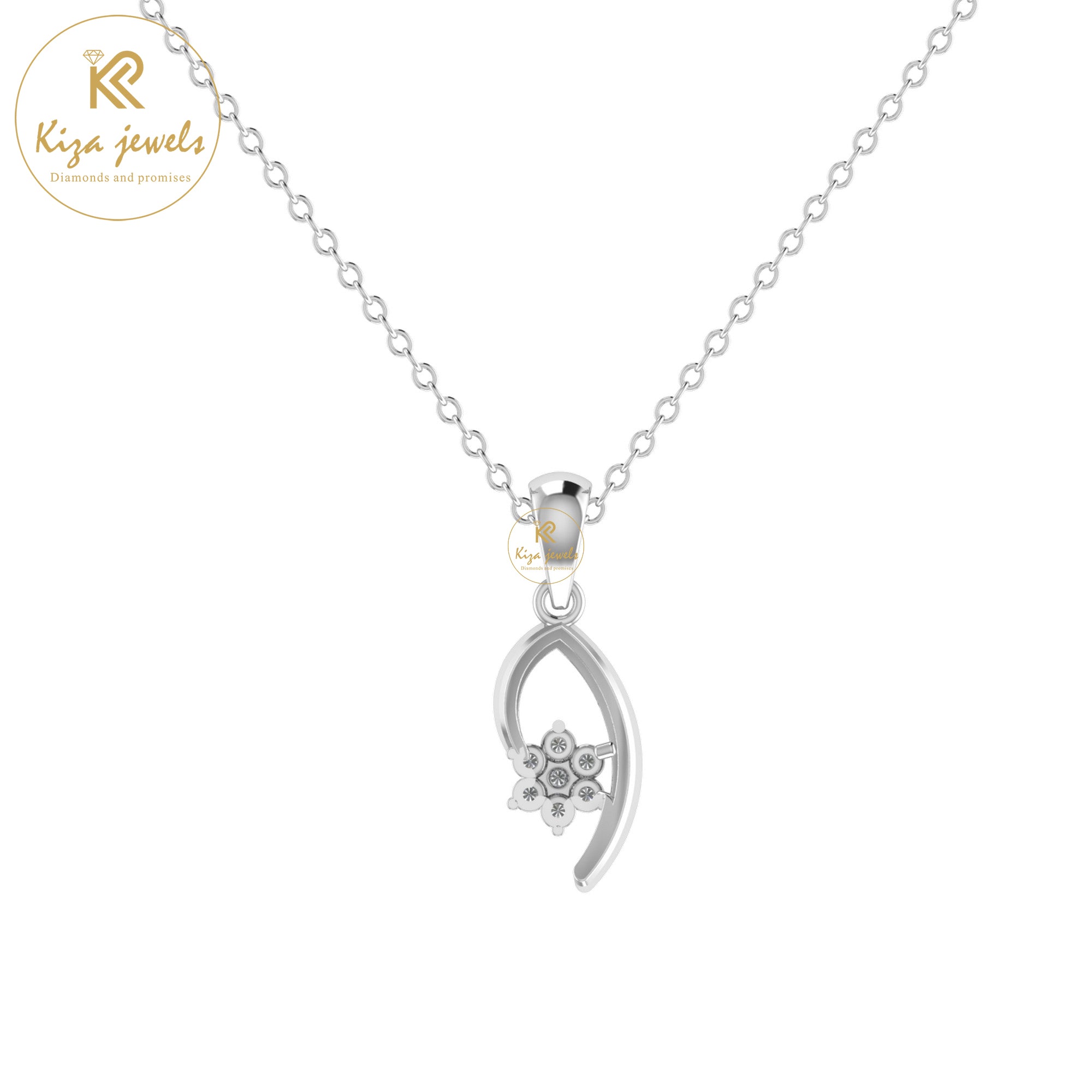 0.063 TDW Round Cut Diamond Custom Pendant With Chain