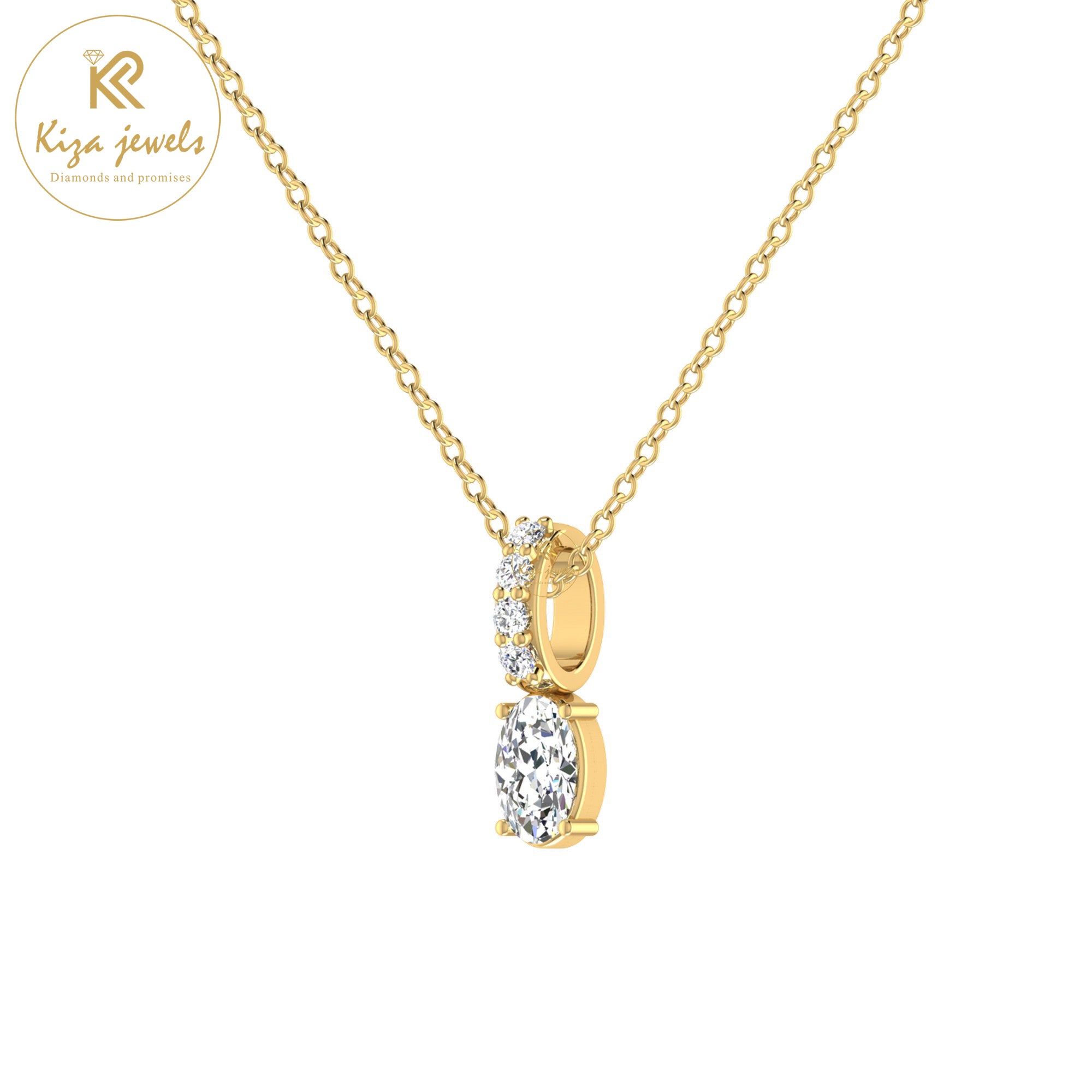 0.46 TDW Round & Oval Cut Diamond Custom Pendant with Chain