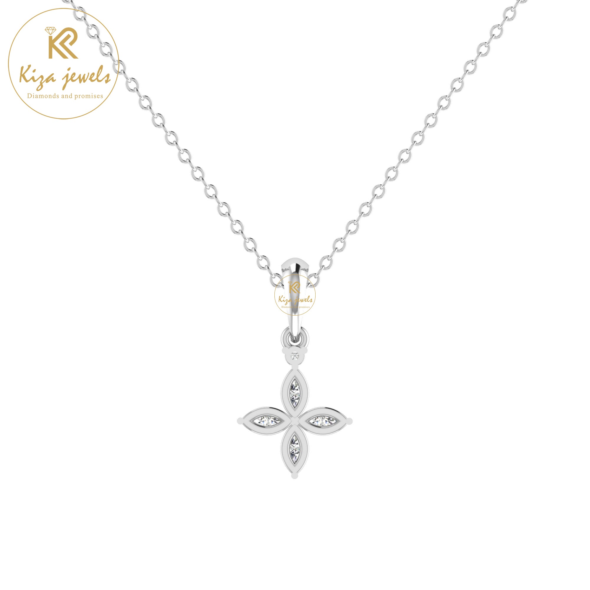 1.61 TDW Round & Marquise Cut Diamond Custom Pendant With Chain