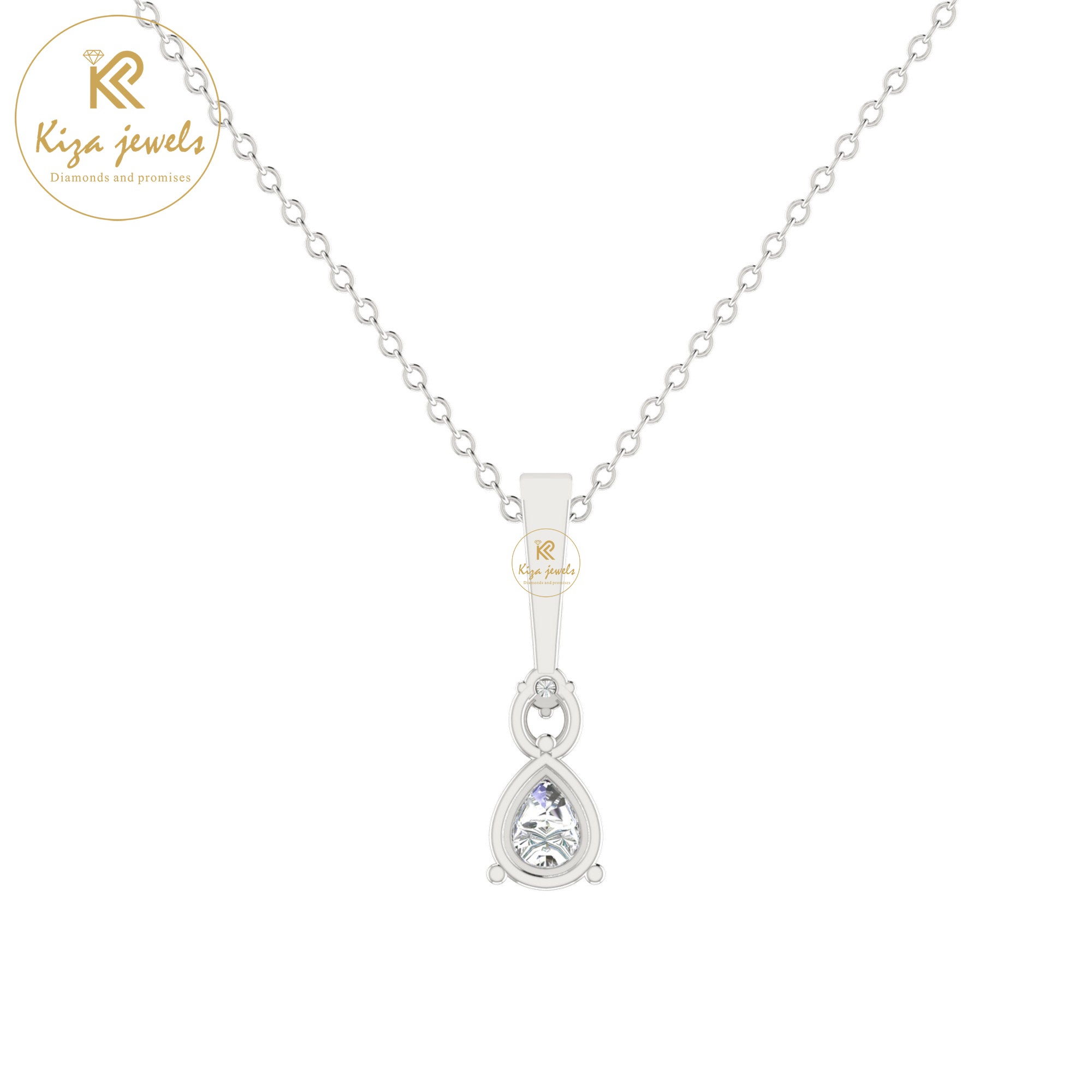 0.66 TDW Round & Pear Cut Diamond Custom Pendant with Chain