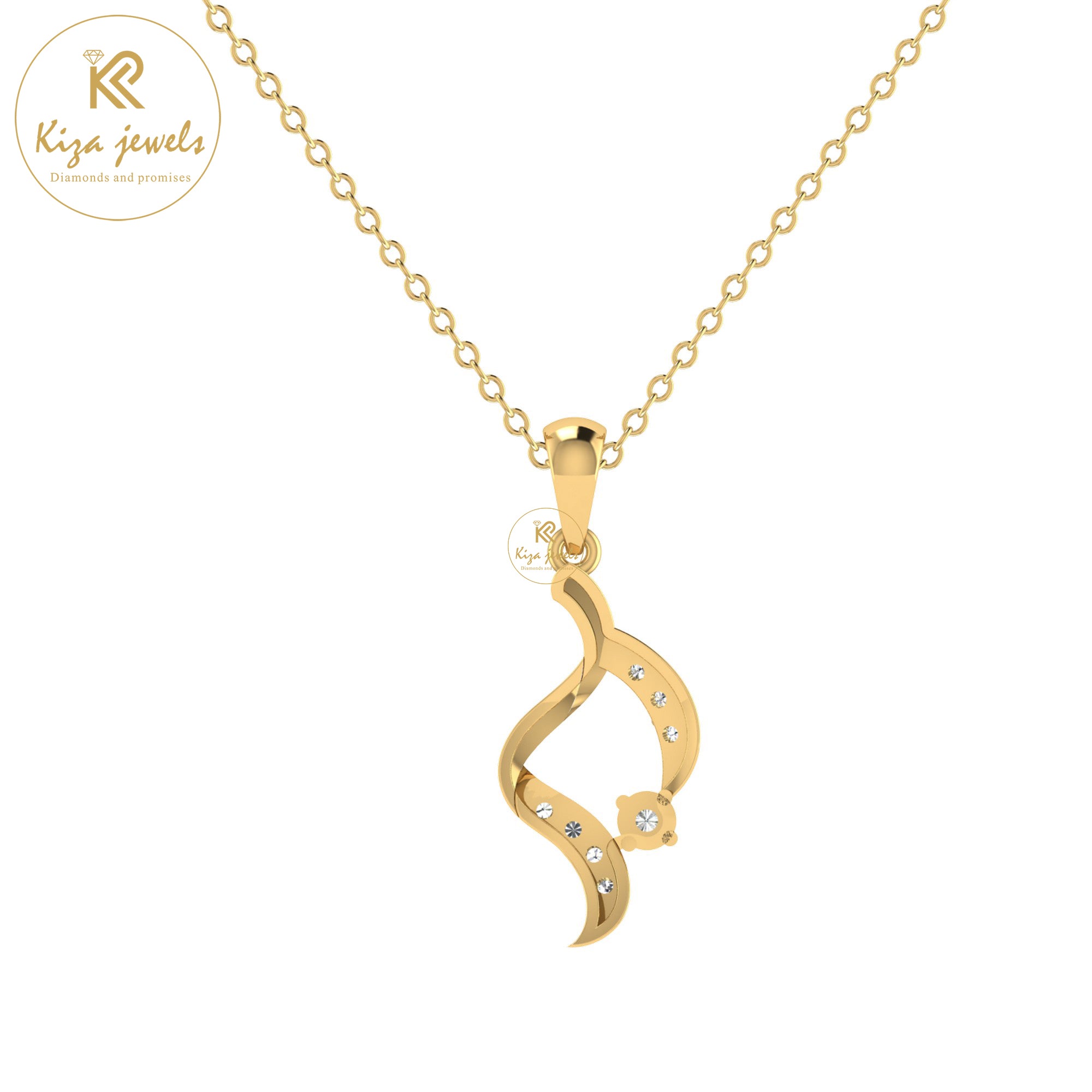 0.13 TDW Round Cut Diamond Custom Pendant With Chain