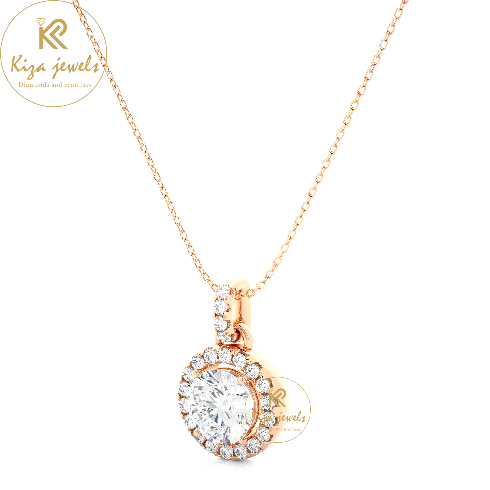 1.52 TDW Round Cut Diamond Custom Pendant With Chain