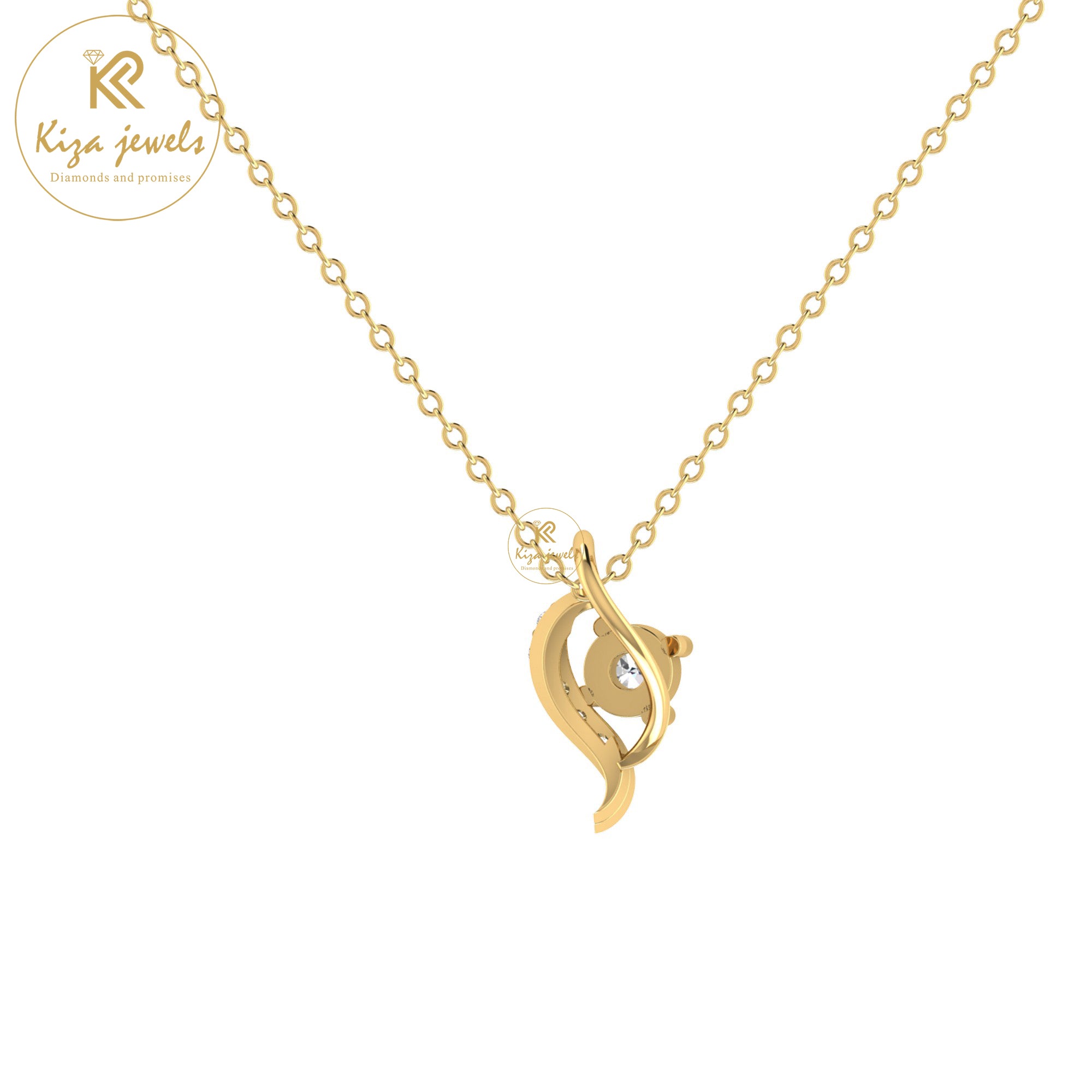 0.28 TDW Round Cut Diamond Custom Pendant With Chain