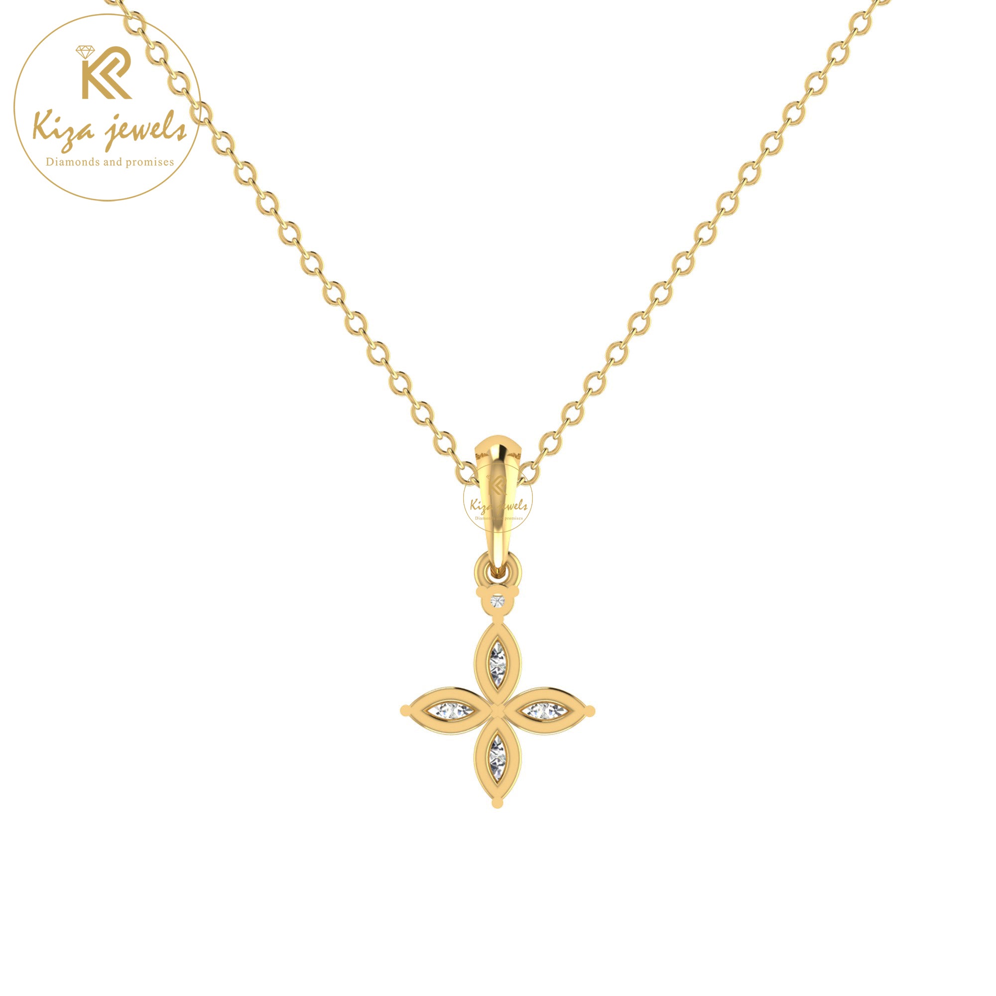 1.61 TDW Round & Marquise Cut Diamond Custom Pendant With Chain