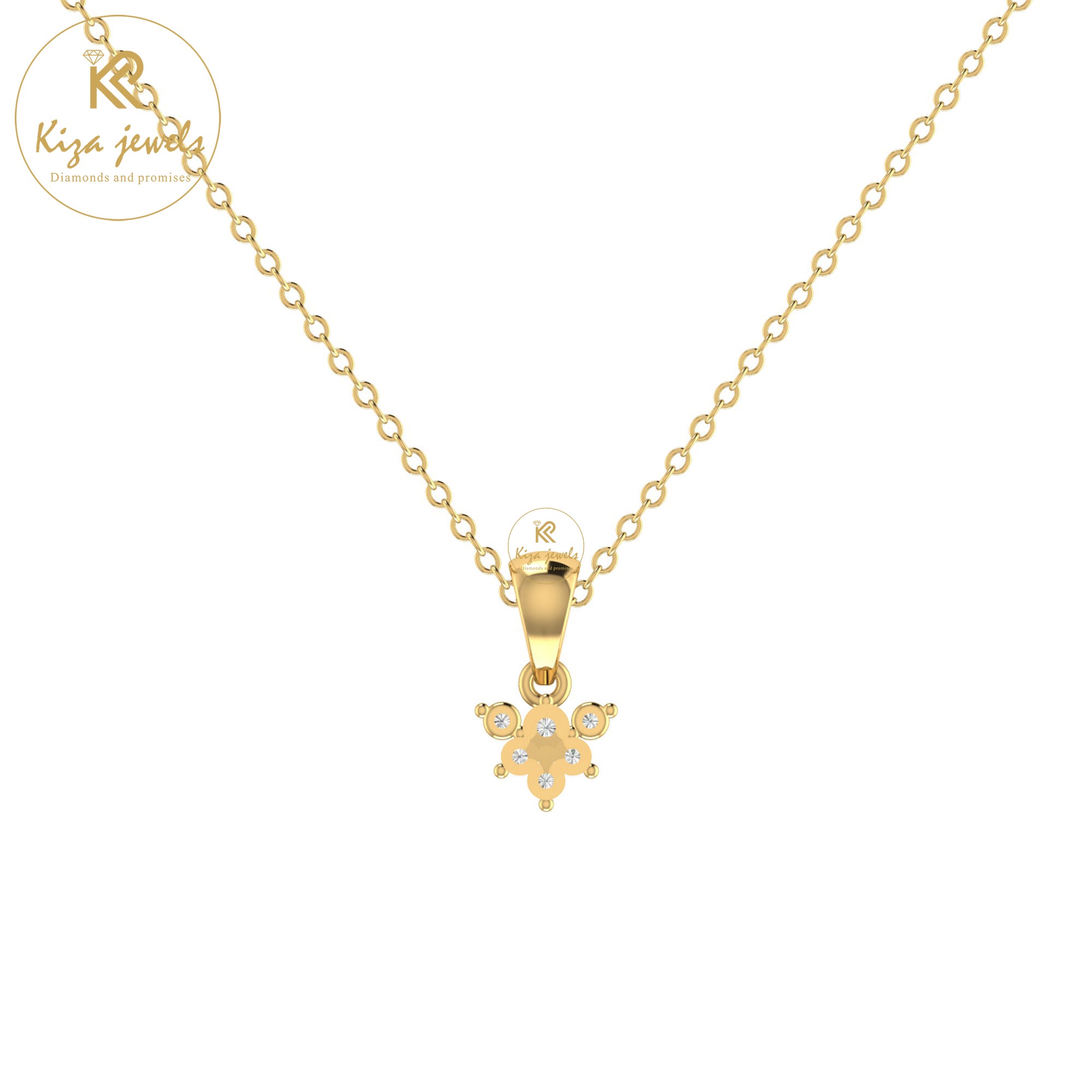 0.08 TDW Round Cut Diamond Custom Pendant With Chain