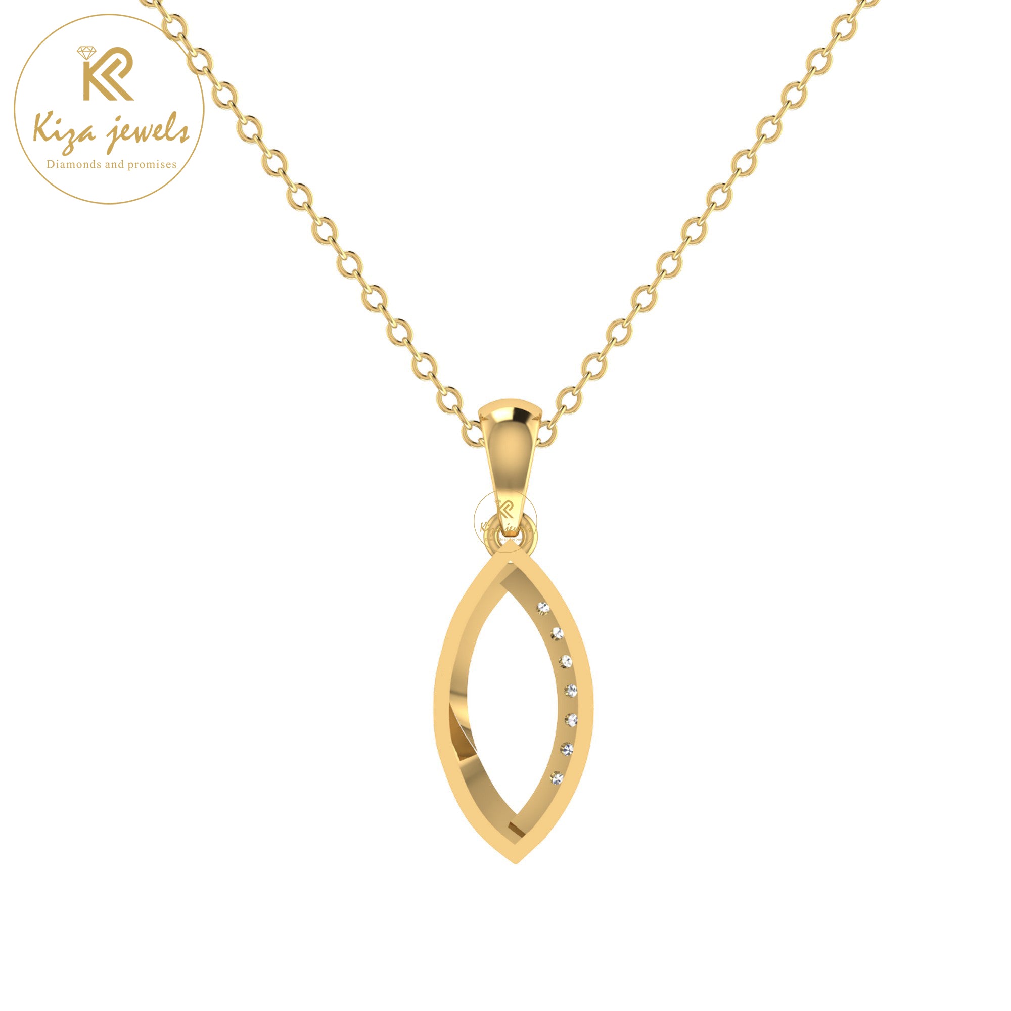 0.063 TDW Round Cut Diamond Custom Pendant With Chain
