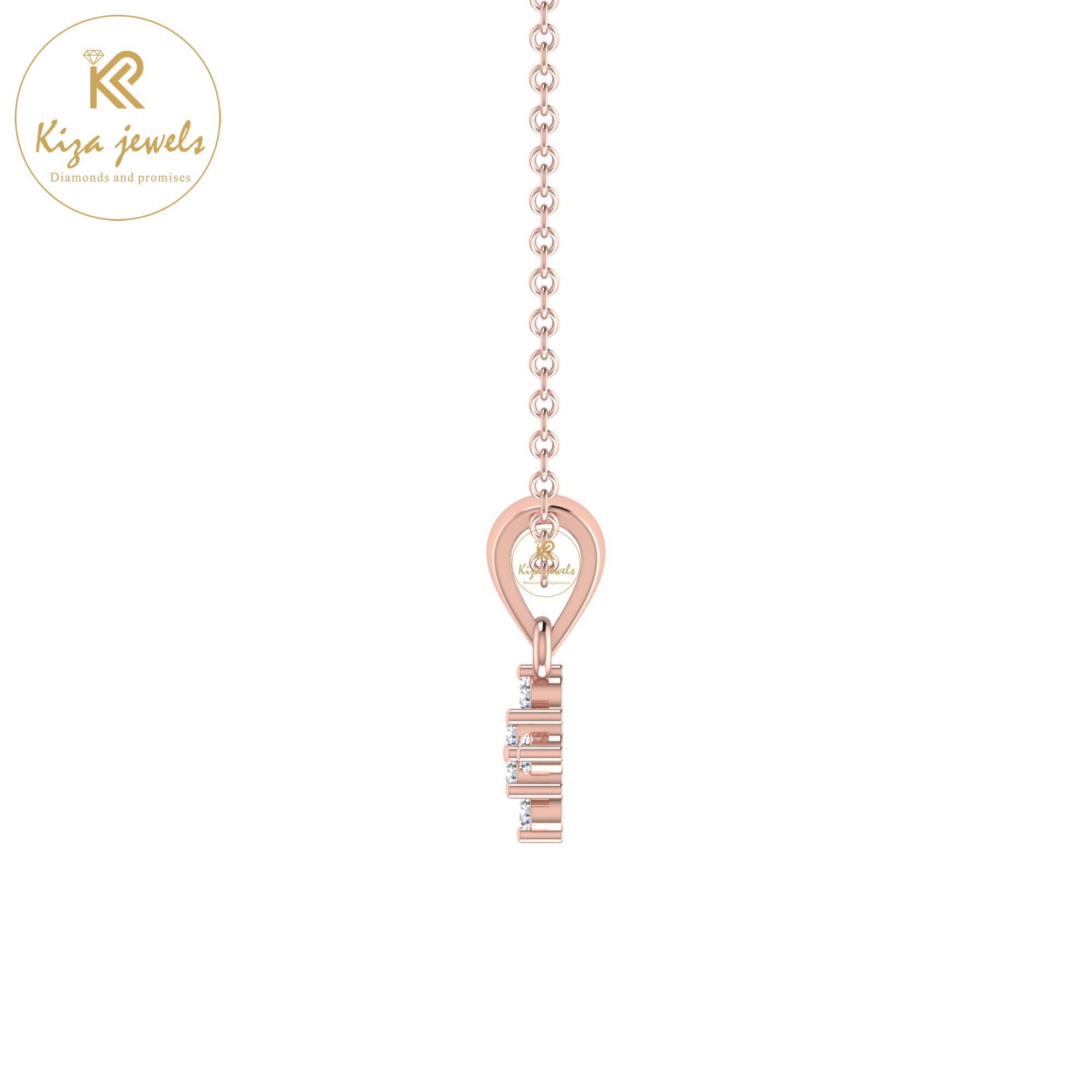 0.07 TDW Round Cut Diamond Custom Pendant with Chain