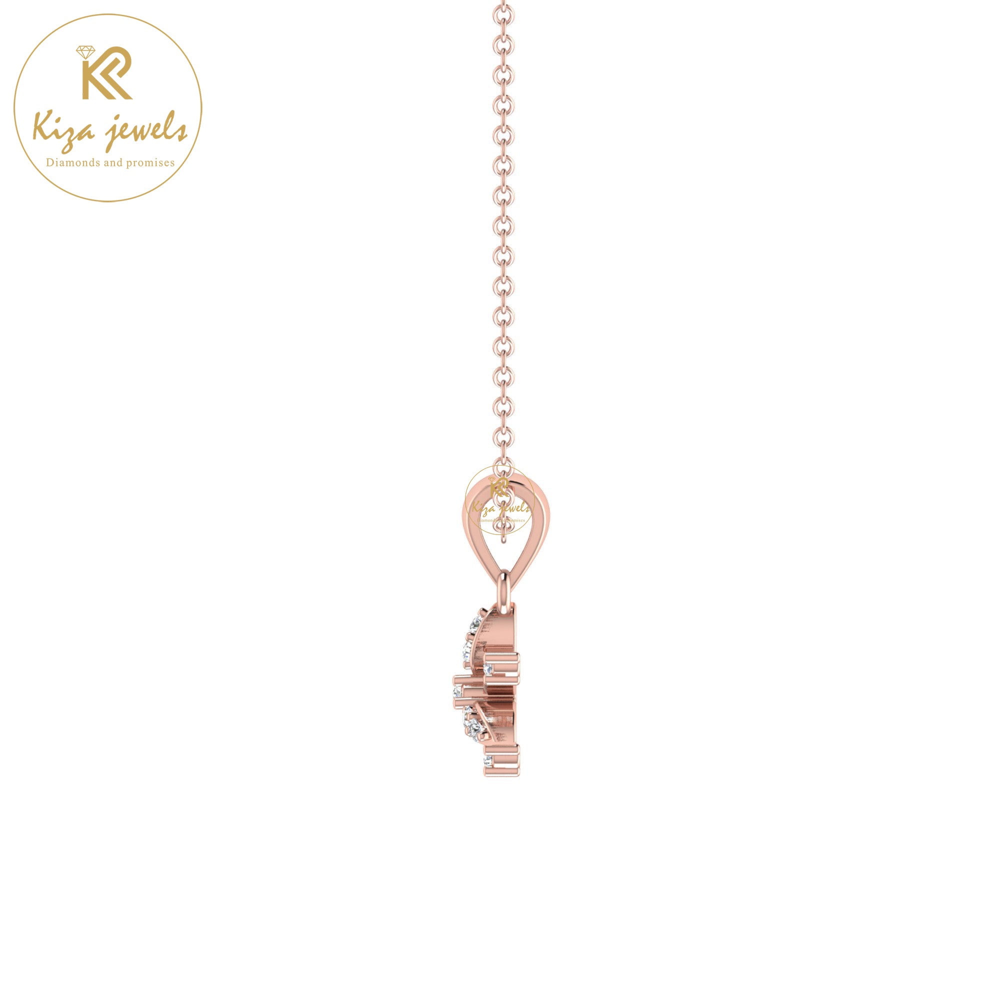 0.07 TDW Round Cut Diamond Custom Pendant With Chain