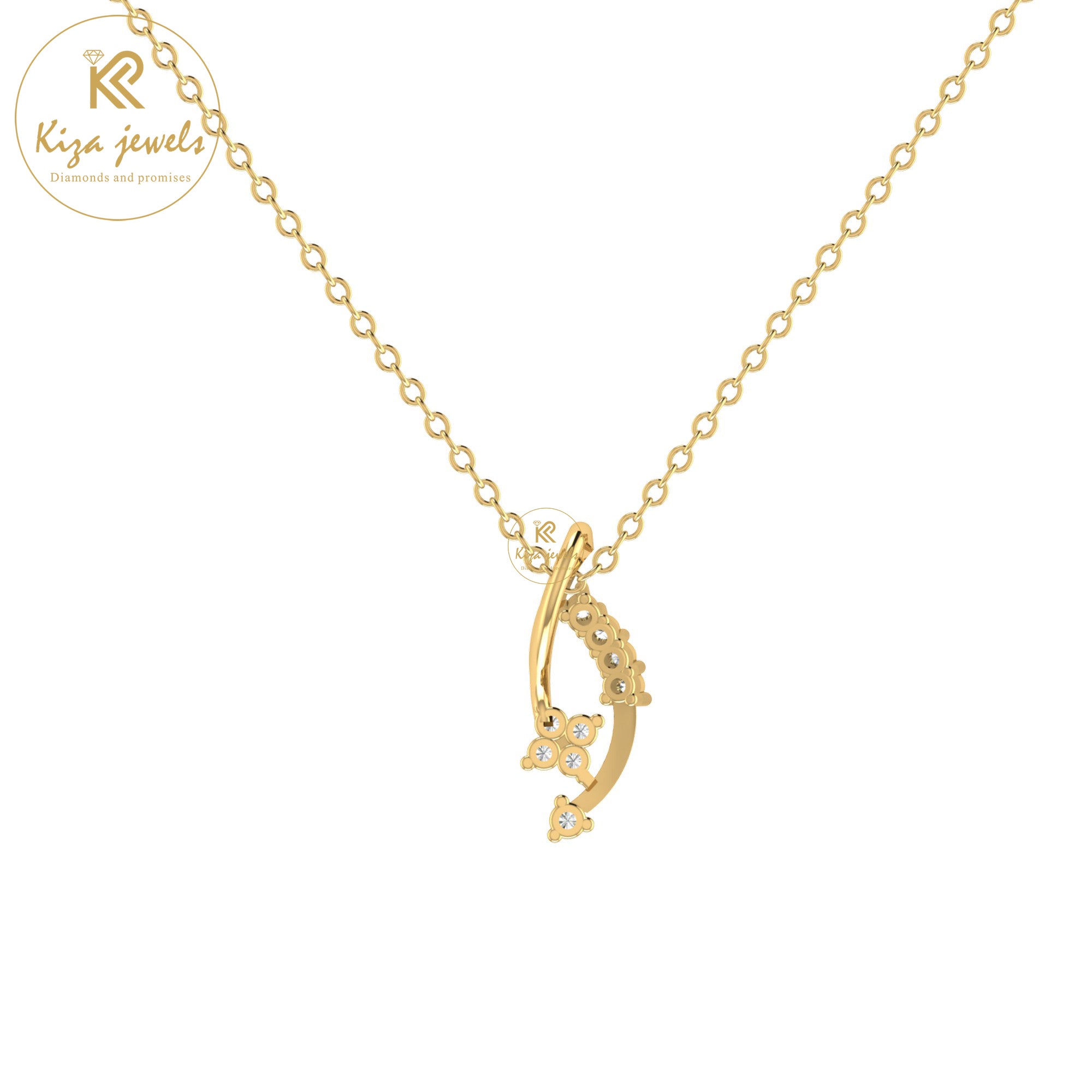 0.063 TDW Round Cut Diamond Custom Pendant With Chain