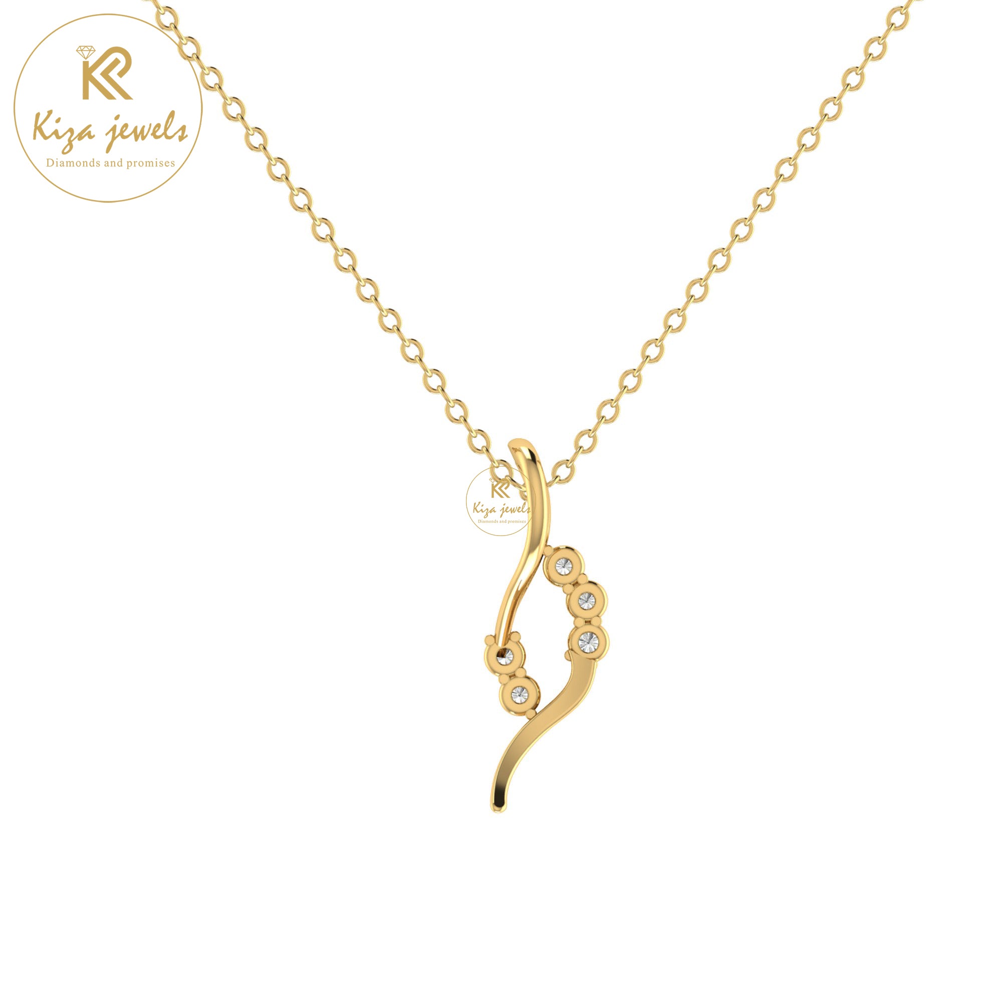 0.099 TDW Round Cut Diamond Custom Pendant With Chain