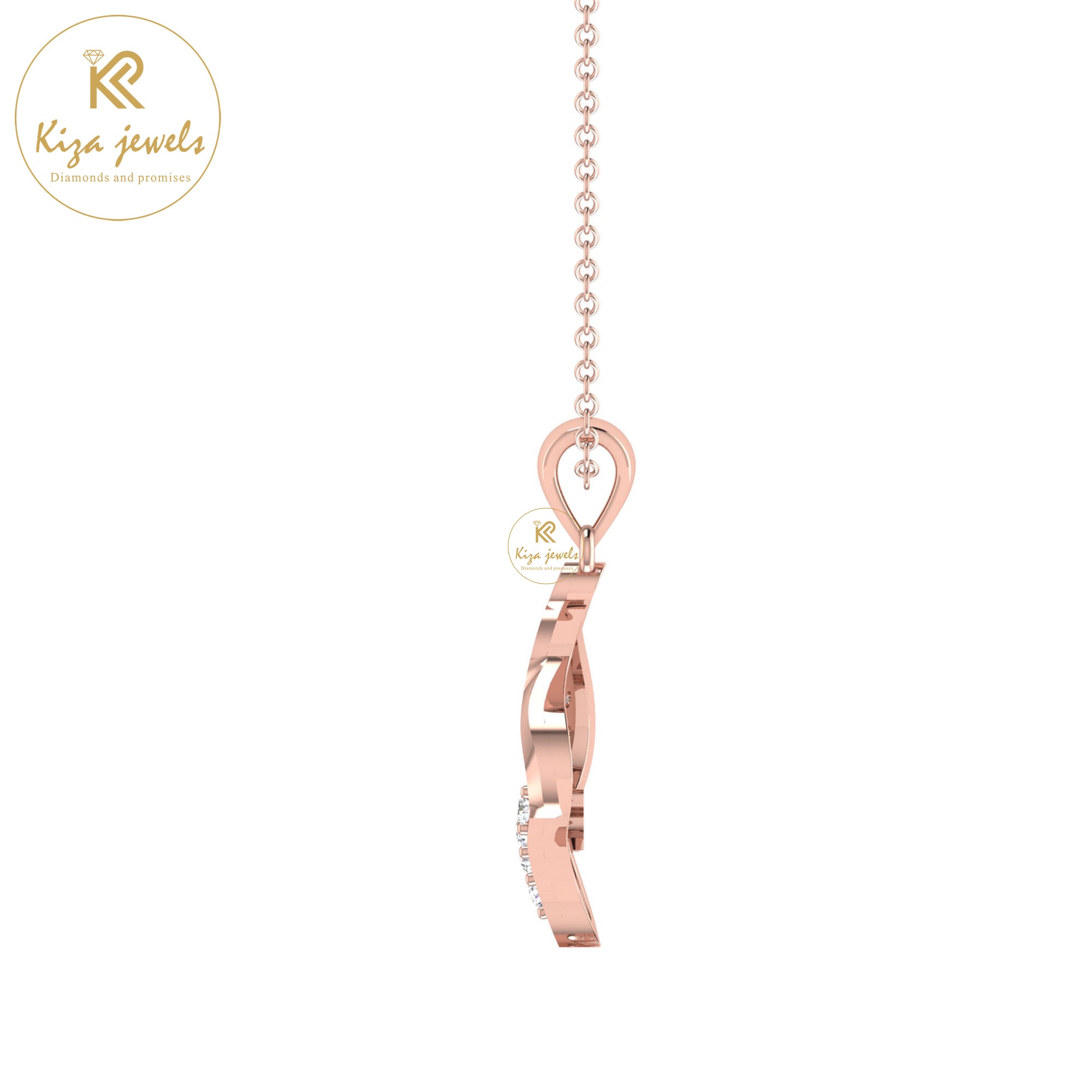 0.13 TDW Round Cut Diamond Custom Pendant With Chain