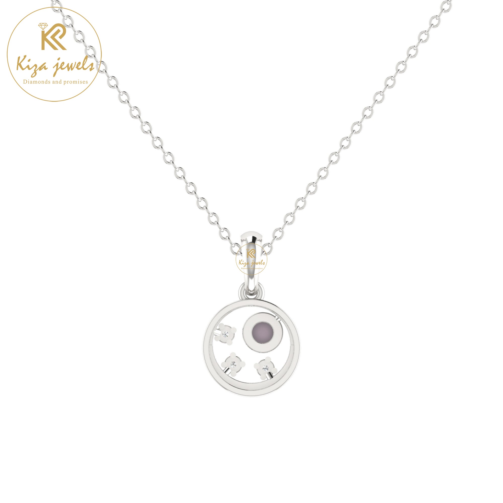 0.07 TDW Round Cut Diamond Custom Pendant With Chain