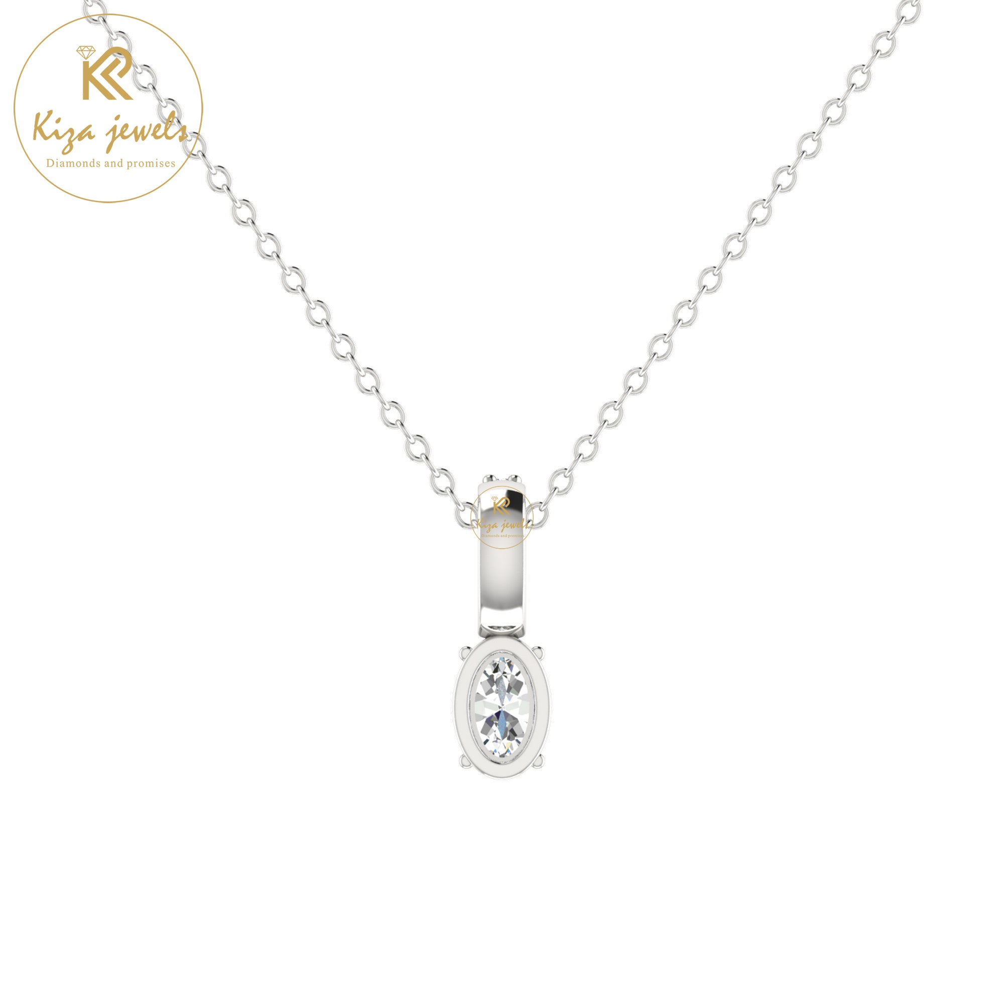 0.46 TDW Round & Oval Cut Diamond Custom Pendant with Chain