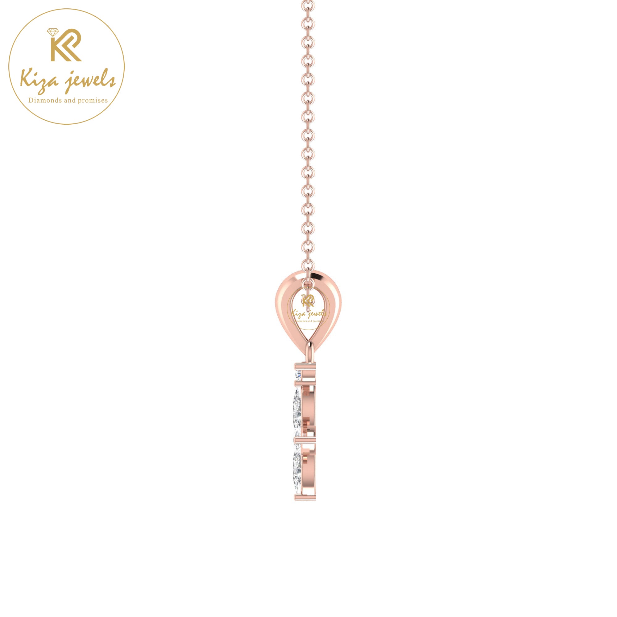 1.61 TDW Round & Marquise Cut Diamond Custom Pendant With Chain