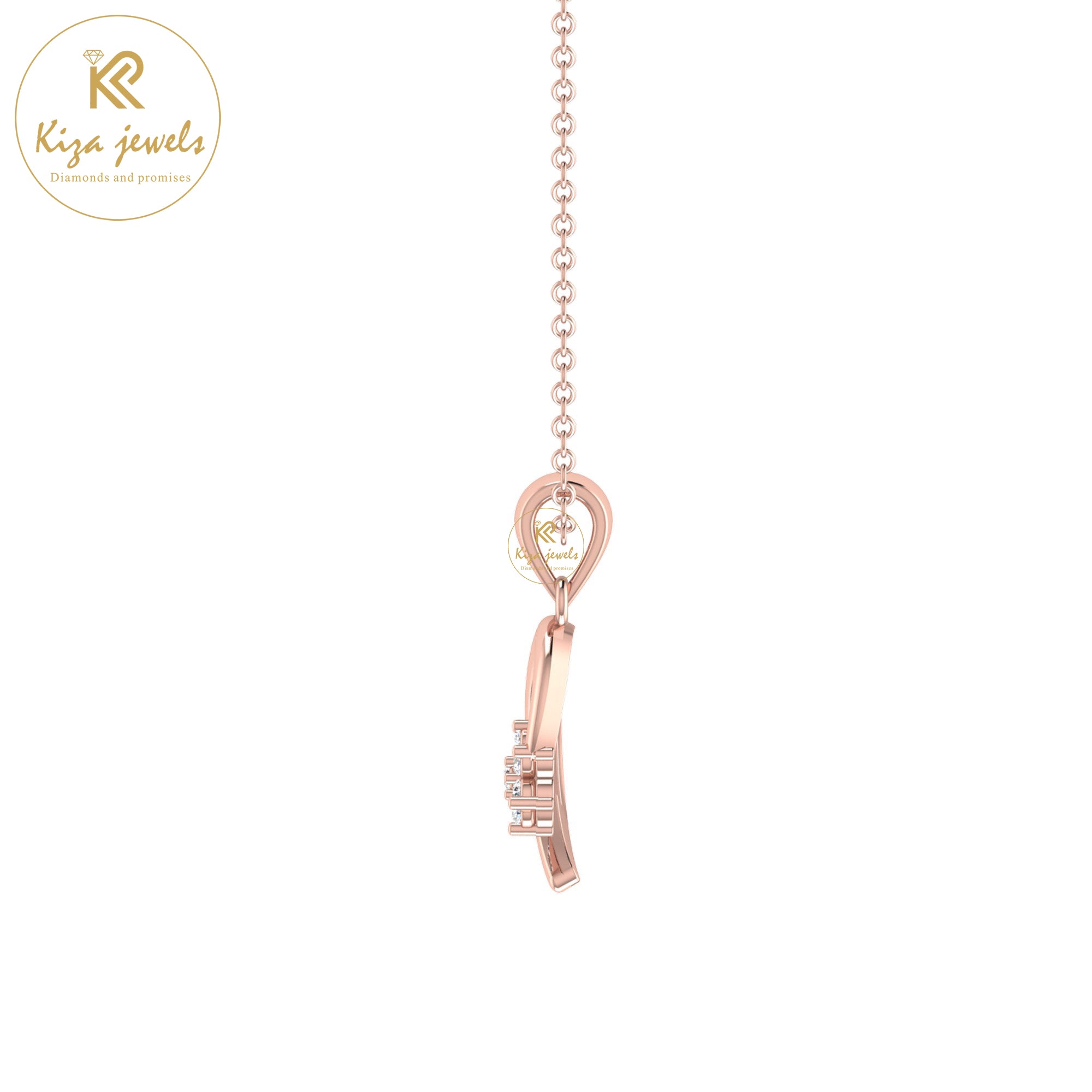 0.063 TDW Round Cut Diamond Custom Pendant With Chain