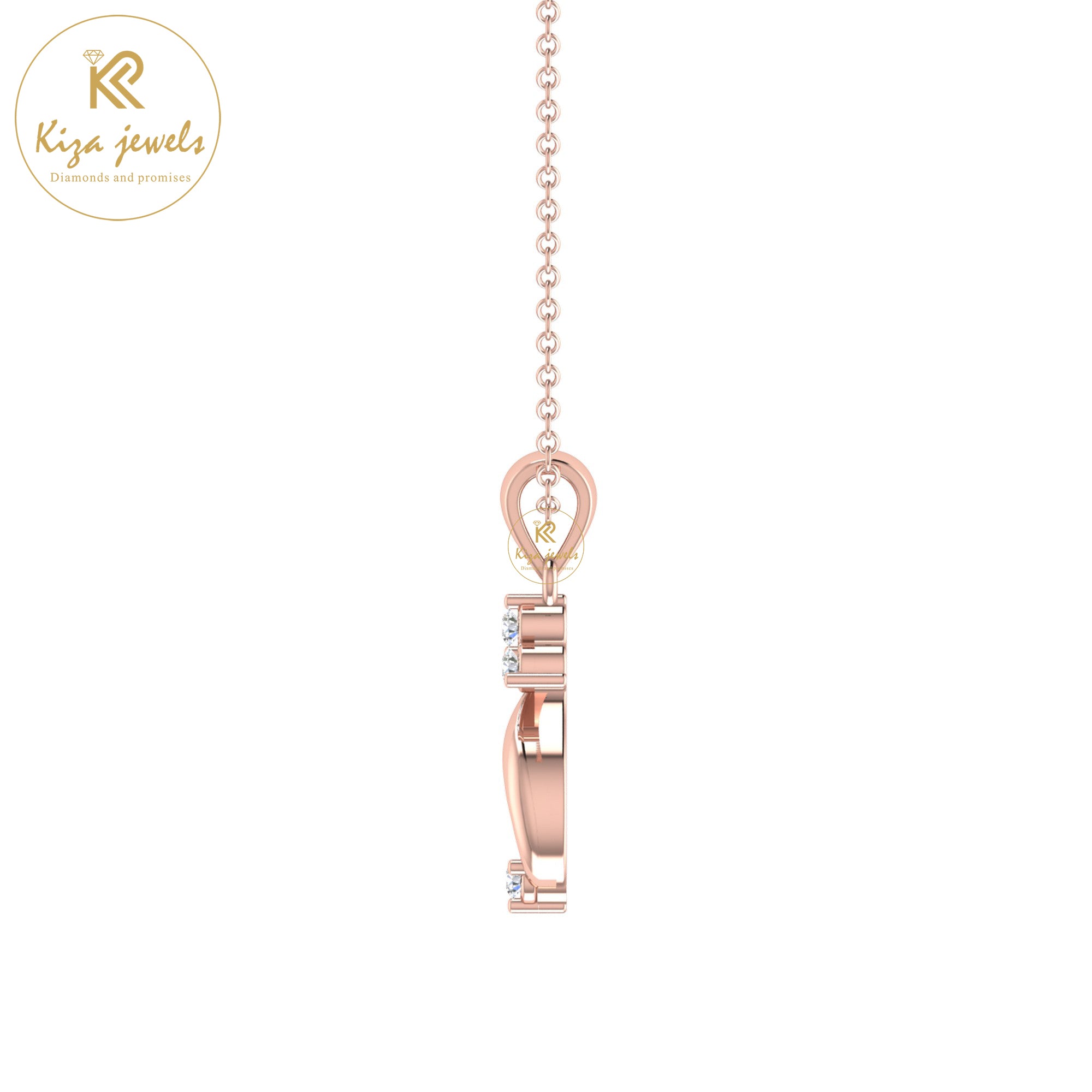 0.079 TDW Round Cut Diamond Custom Pendant With Chain