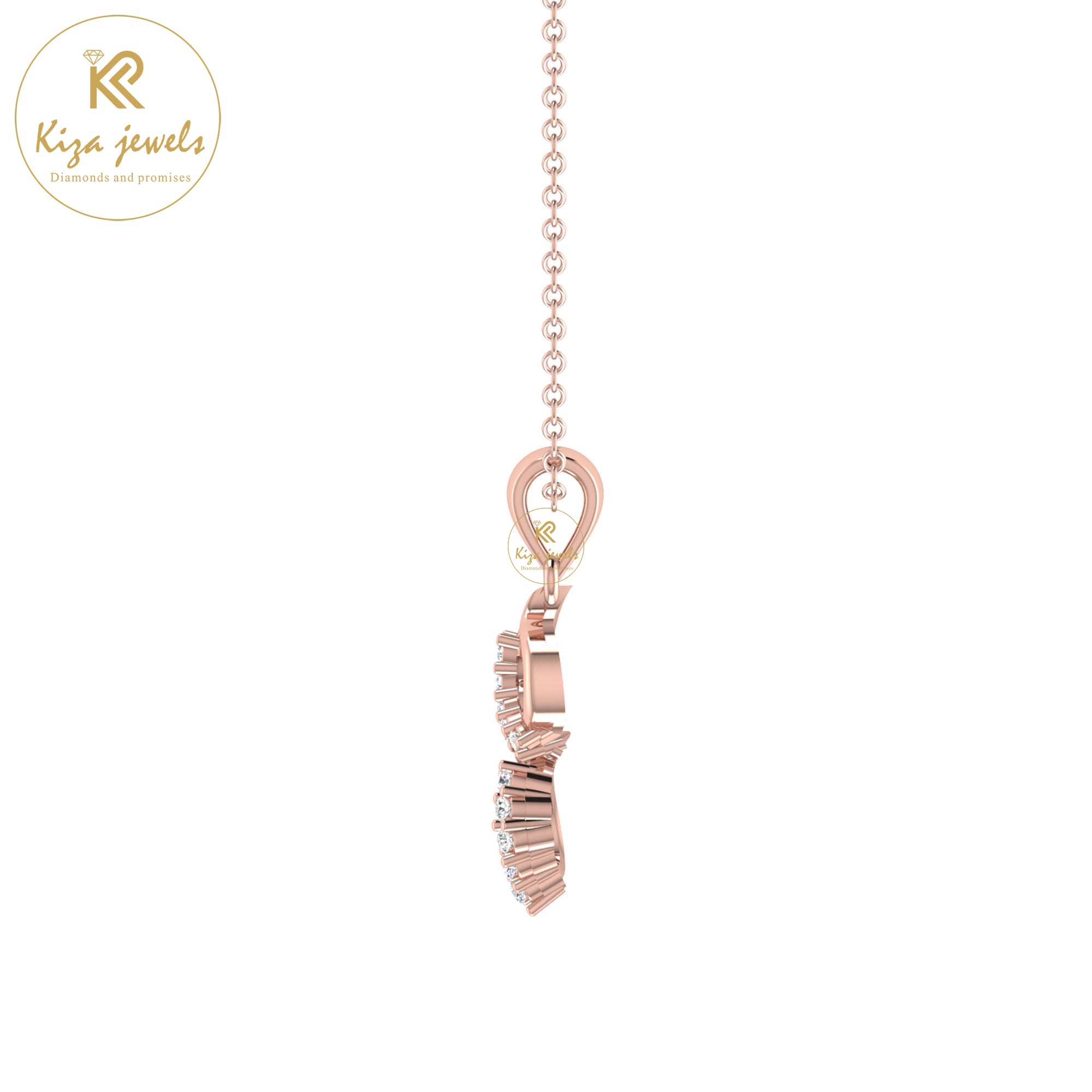 0.07 TDW Round Cut Diamond Custom Pendant With Chain