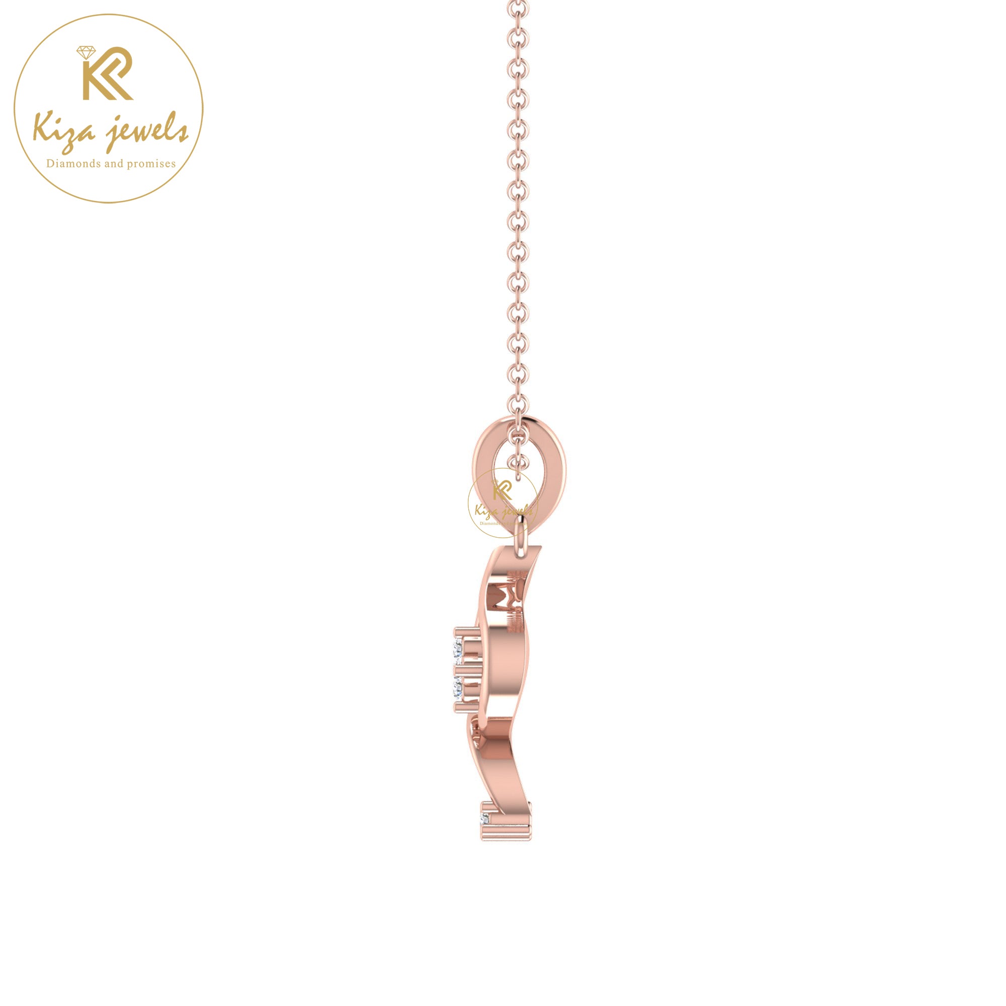 0.035 TDW Round Cut Diamond Custom Pendant With Chain