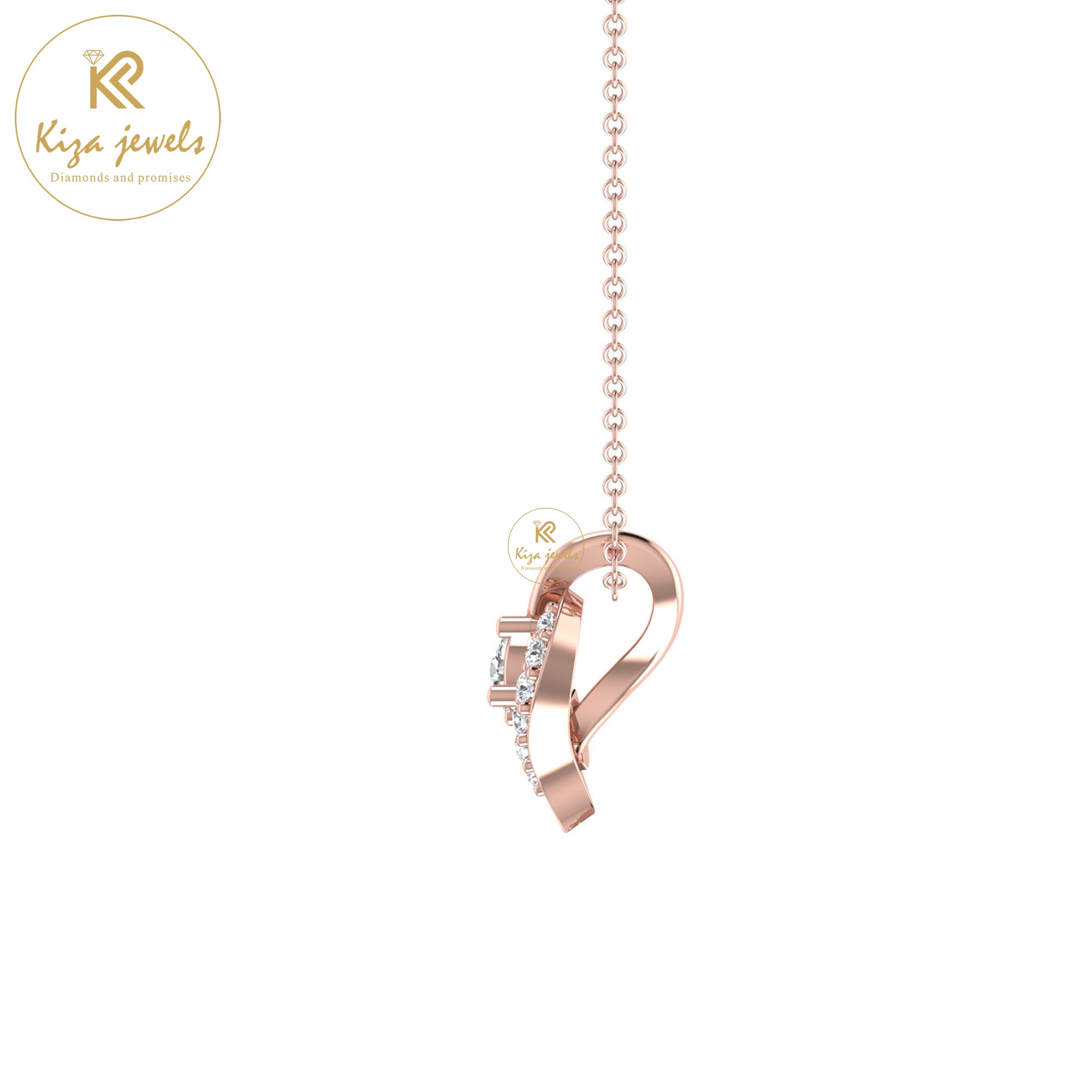 0.28 TDW Round Cut Diamond Custom Pendant With Chain