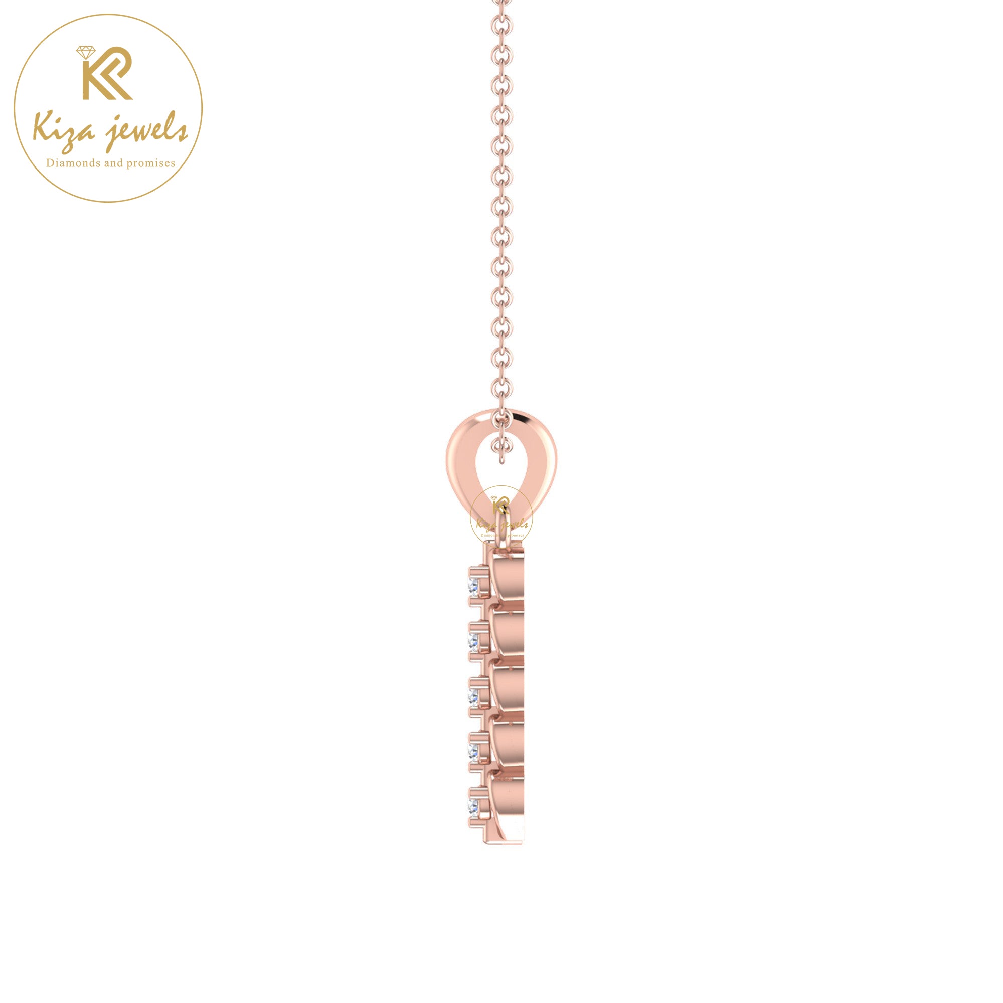 0.06 TDW Round Cut Diamond Custom Pendant With Chain