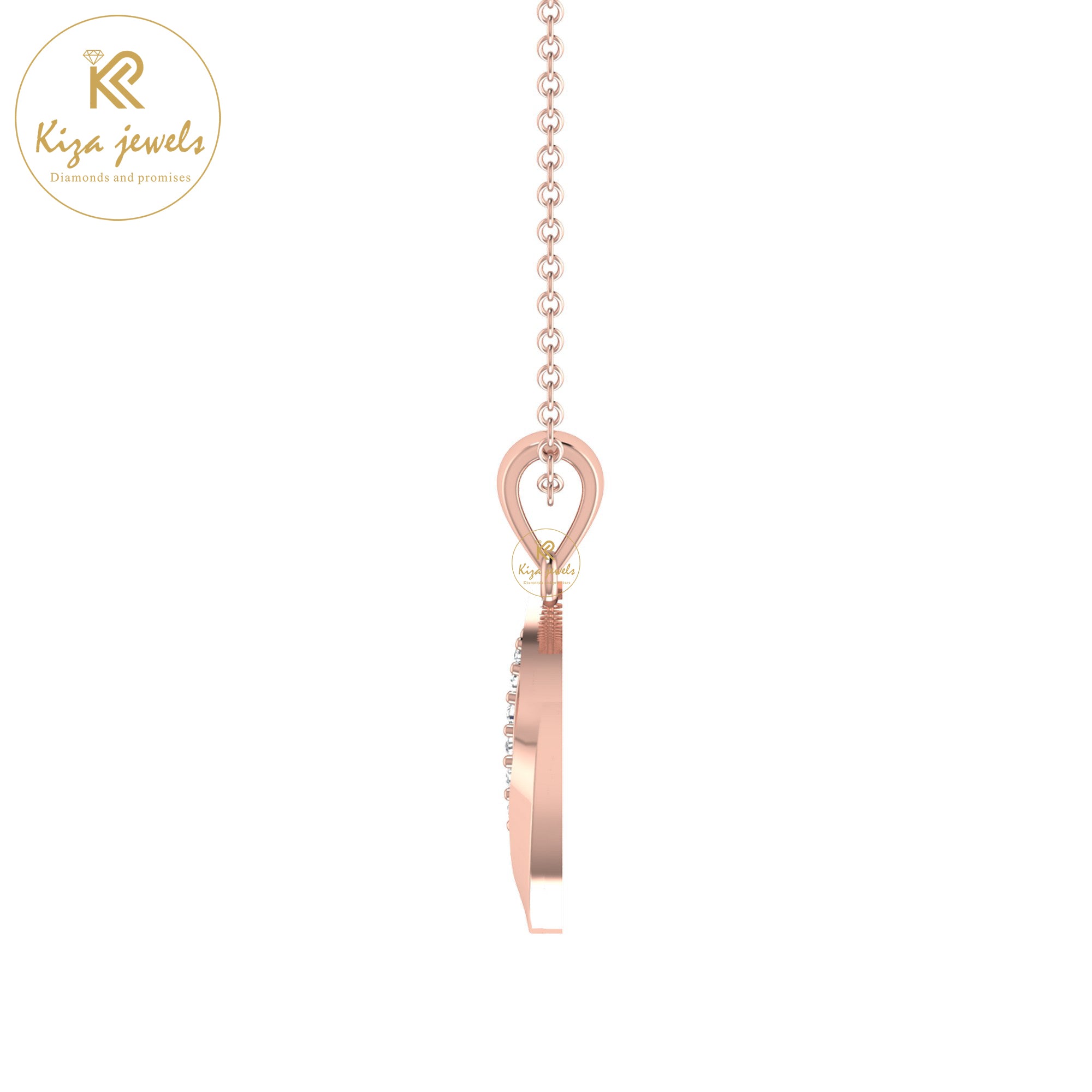 0.063 TDW Round Cut Diamond Custom Pendant With Chain