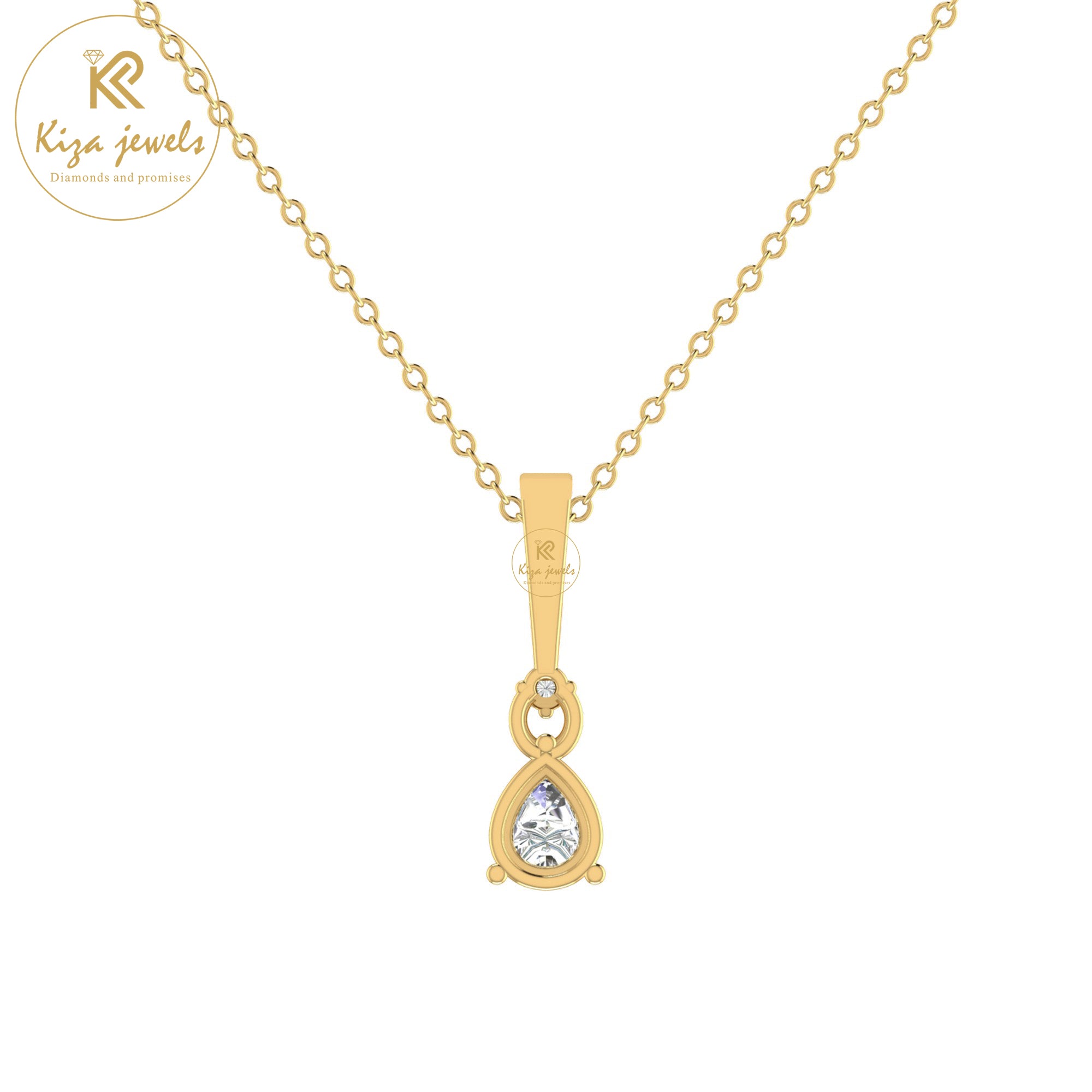 0.66 TDW Round & Pear Cut Diamond Custom Pendant with Chain