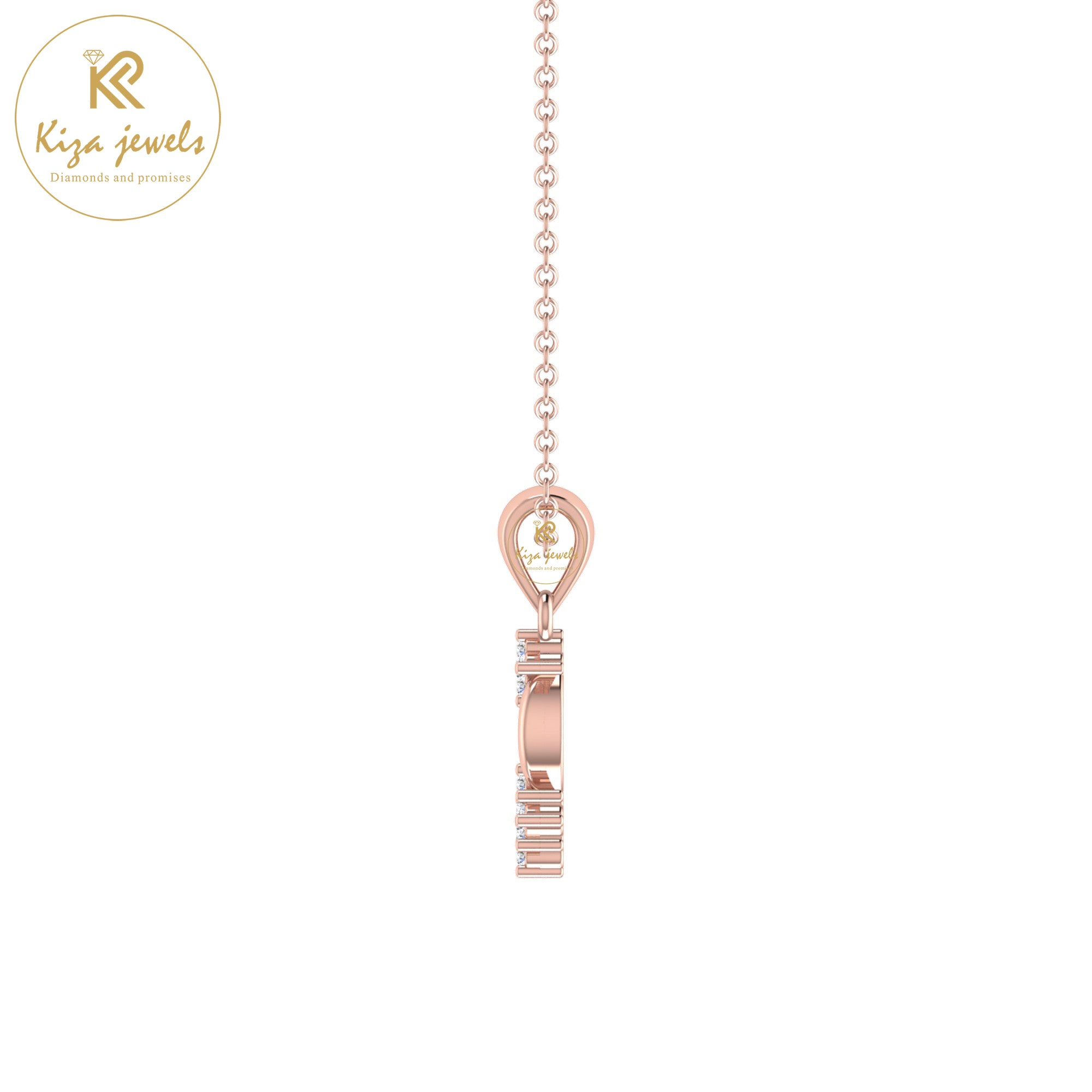 0.06 TDW Round Cut Diamond Custom Pendant With Chain