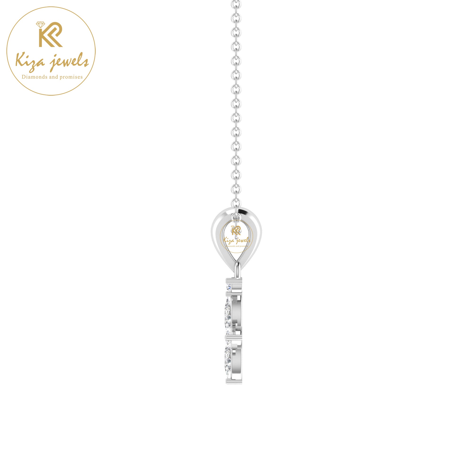 1.61 TDW Round & Marquise Cut Diamond Custom Pendant With Chain