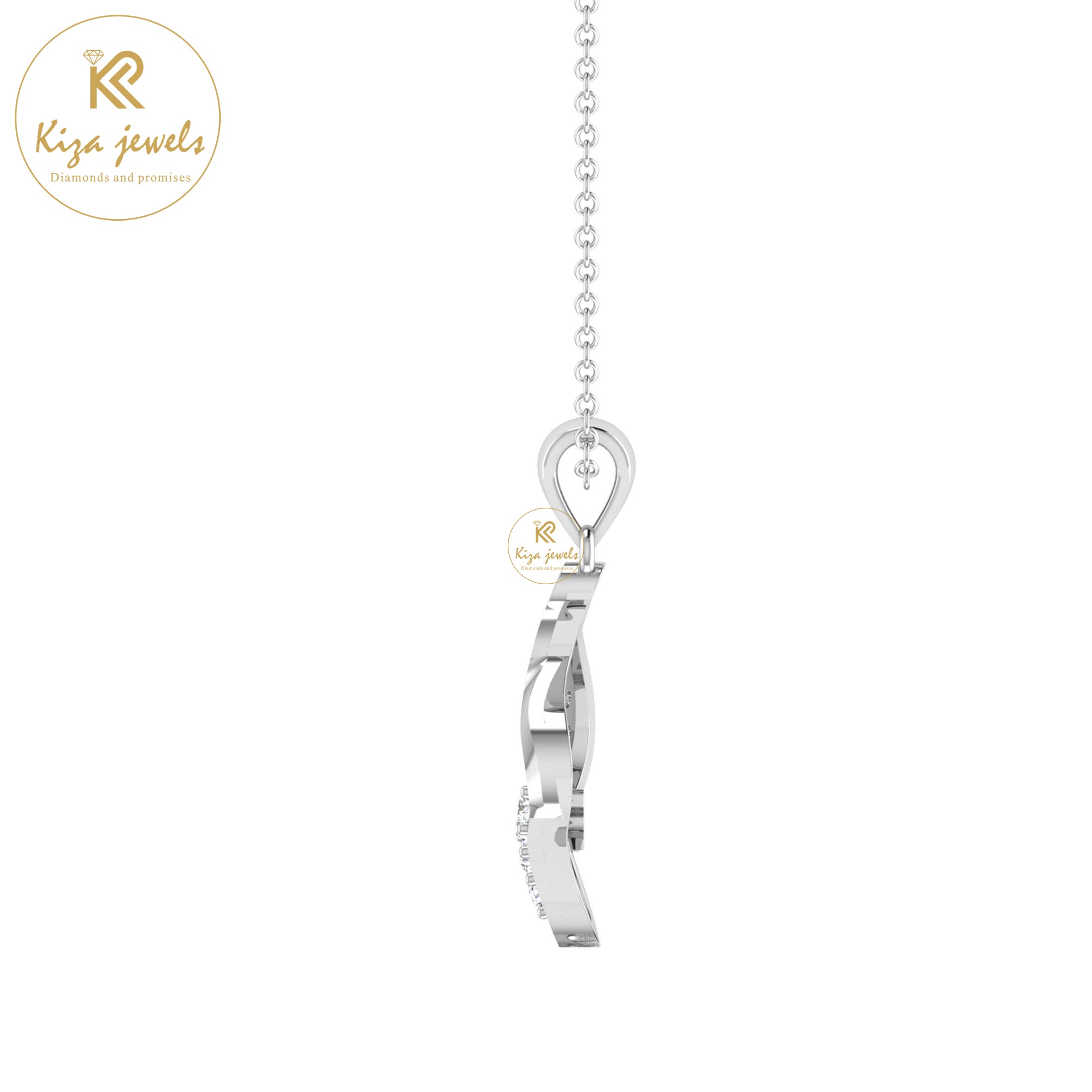 0.13 TDW Round Cut Diamond Custom Pendant With Chain