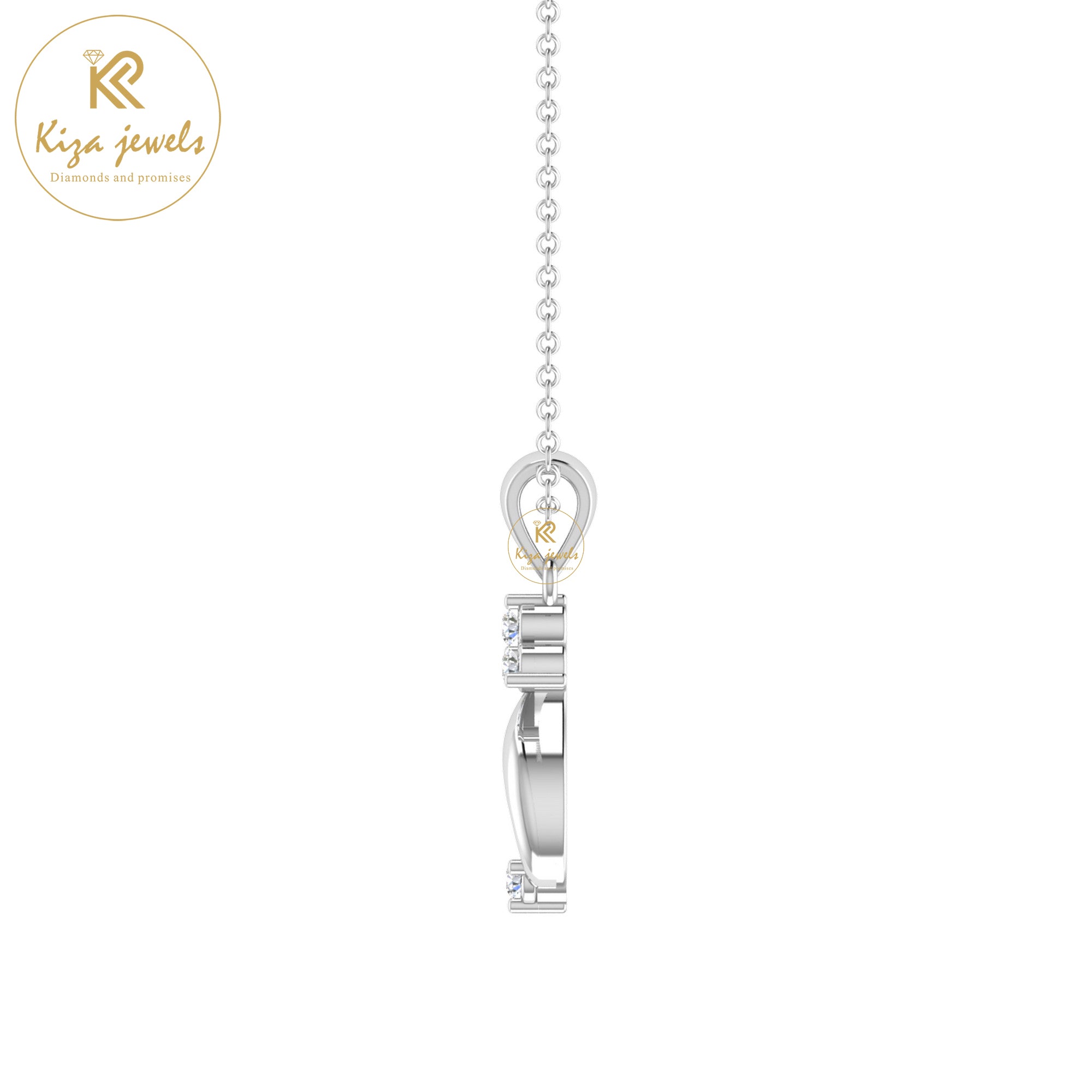 0.079 TDW Round Cut Diamond Custom Pendant With Chain