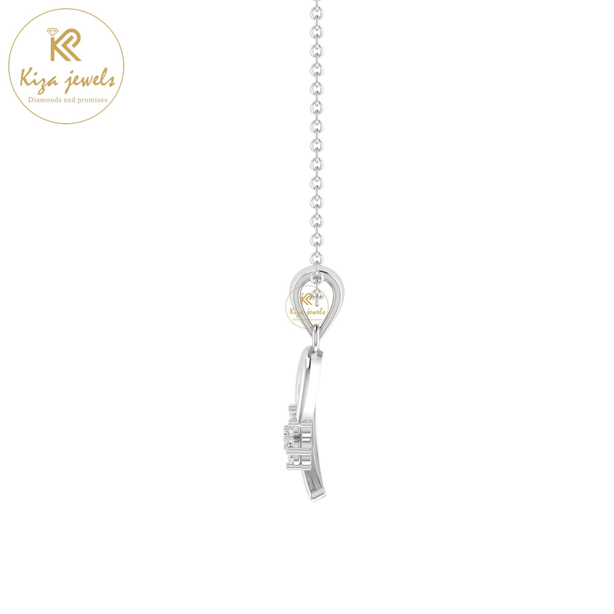 0.063 TDW Round Cut Diamond Custom Pendant With Chain