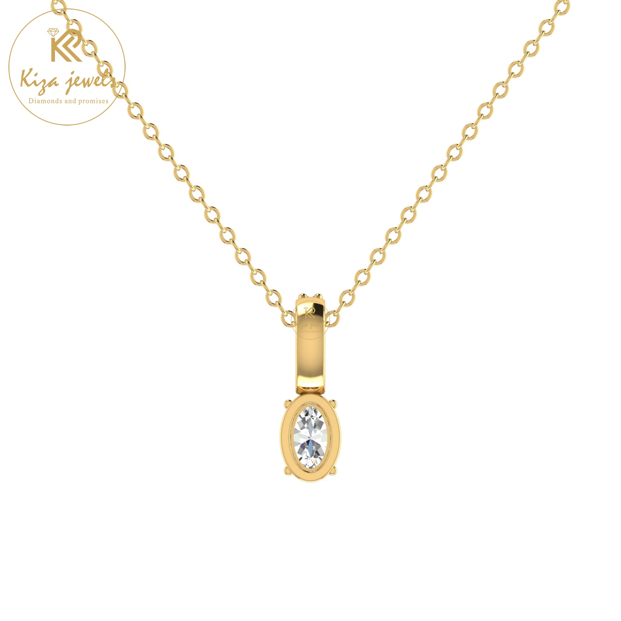 0.46 TDW Round & Oval Cut Diamond Custom Pendant with Chain