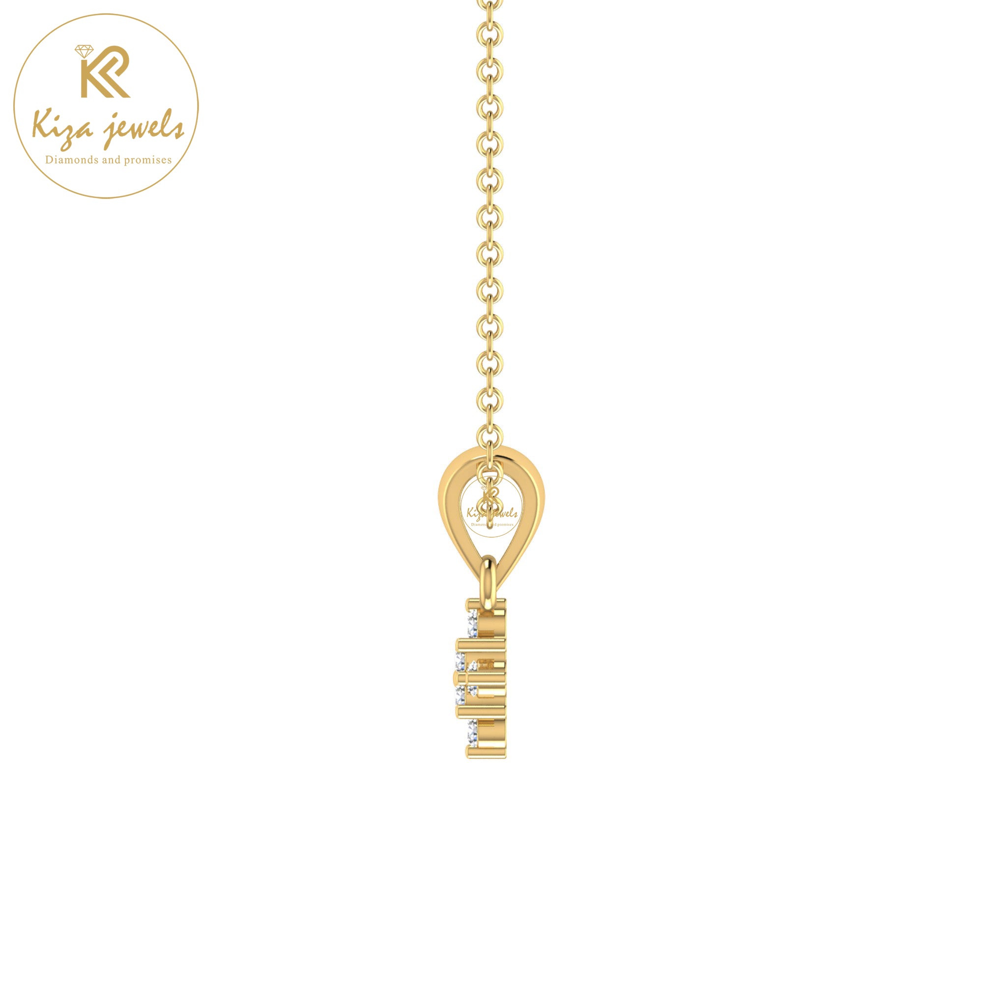 0.07 TDW Round Cut Diamond Custom Pendant with Chain