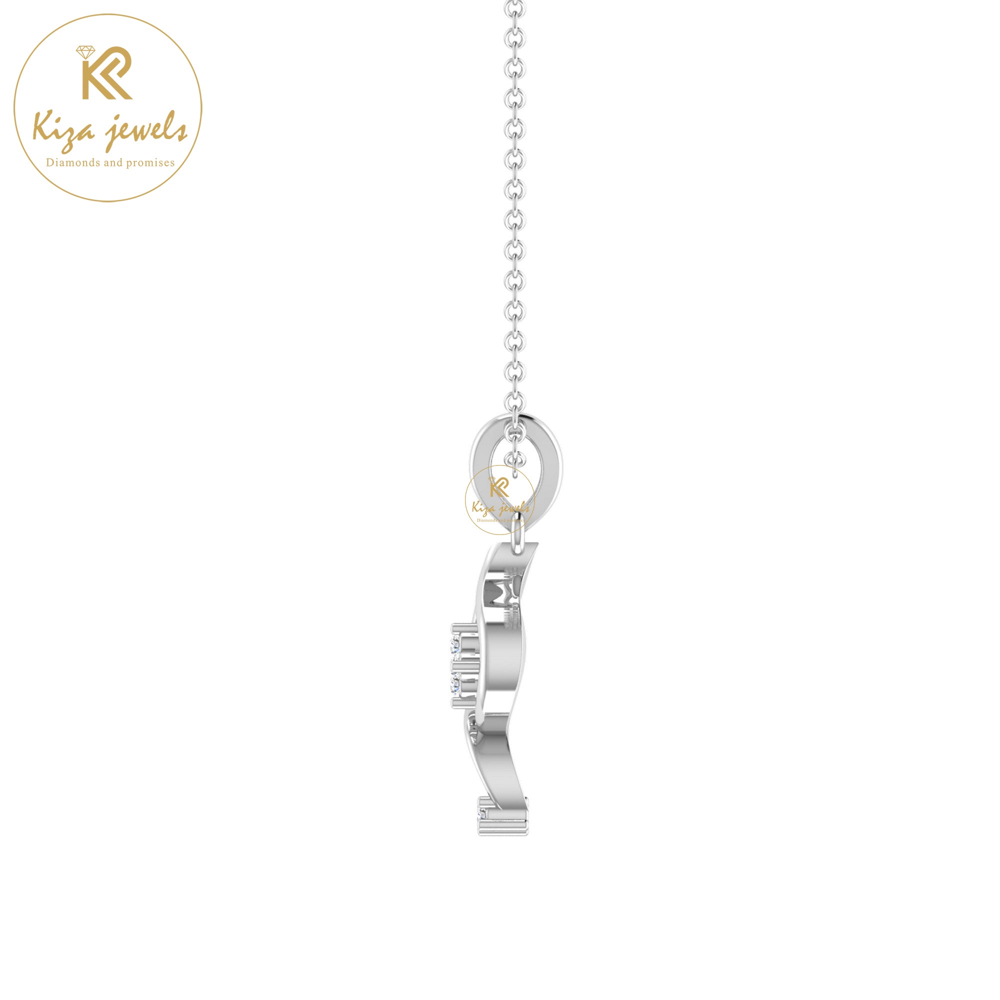 0.035 TDW Round Cut Diamond Custom Pendant With Chain