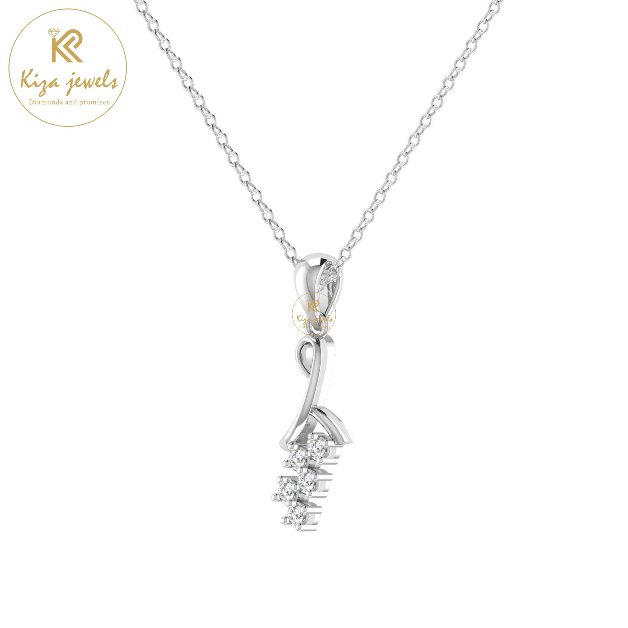 0.06 TDW Round Cut Diamond Custom Pendant With Chain