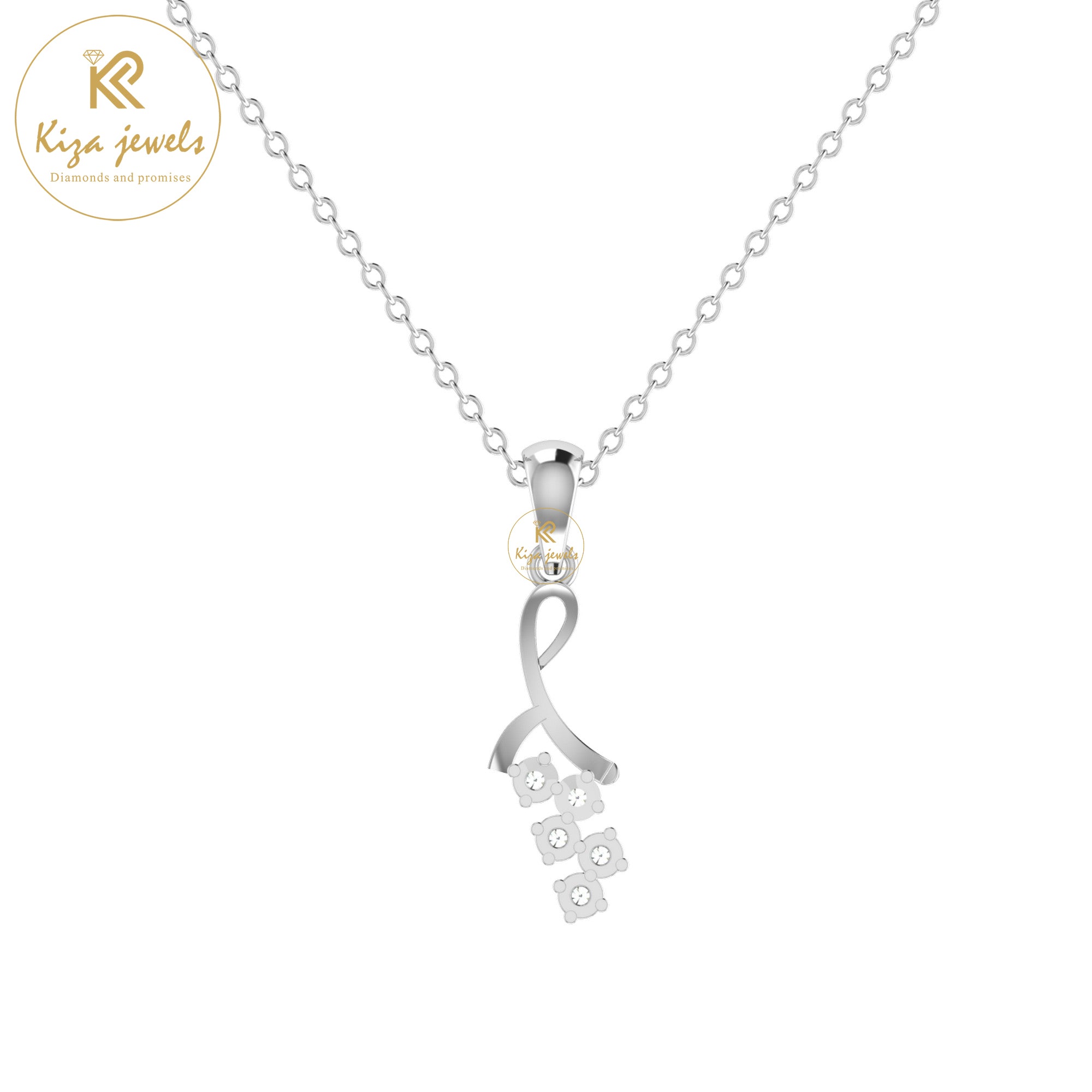 0.06 TDW Round Cut Diamond Custom Pendant With Chain