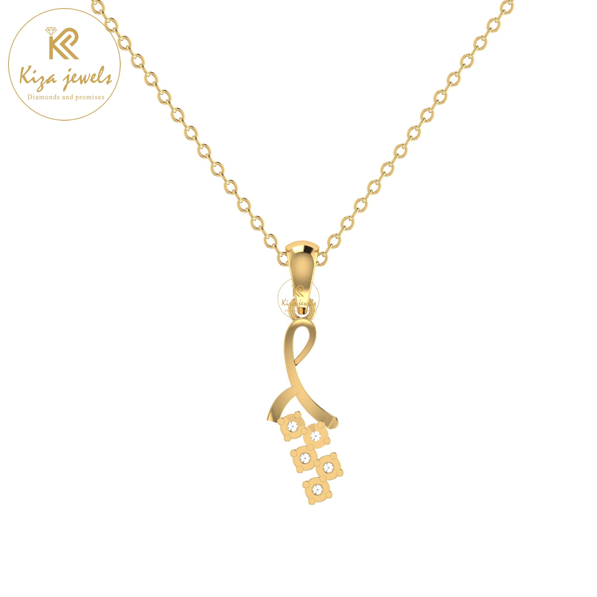 0.06 TDW Round Cut Diamond Custom Pendant With Chain