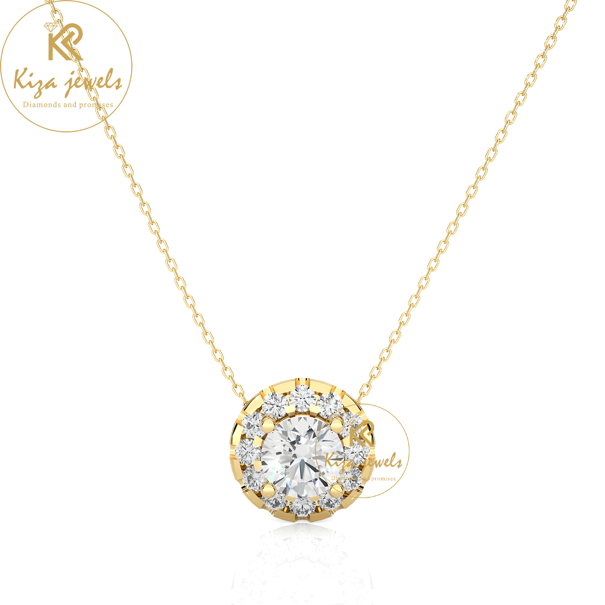 0.34 TDW Round Brilliant Cut Diamond Custom Pendant With Chain