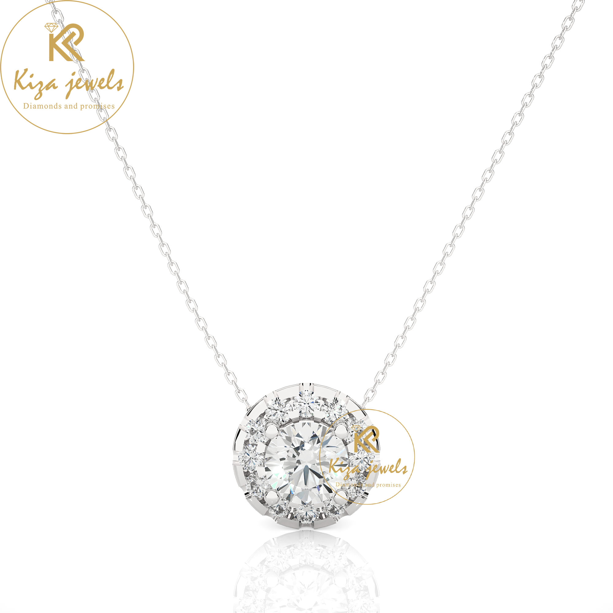 0.34 TDW Round Brilliant Cut Diamond Custom Pendant With Chain