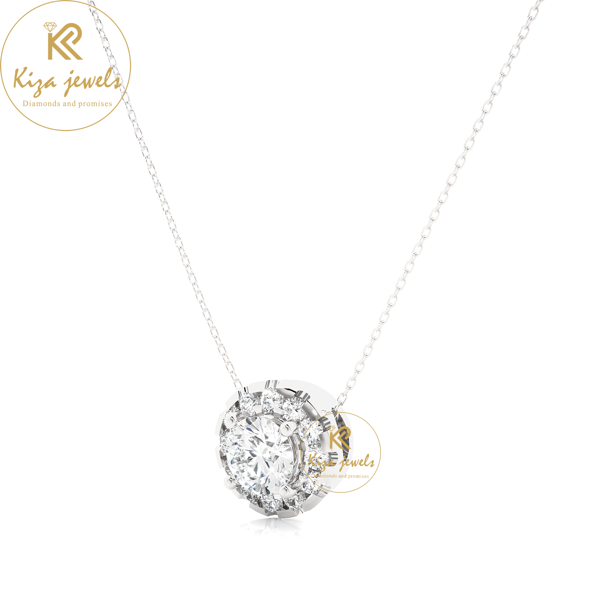 0.34 TDW Round Brilliant Cut Diamond Custom Pendant With Chain