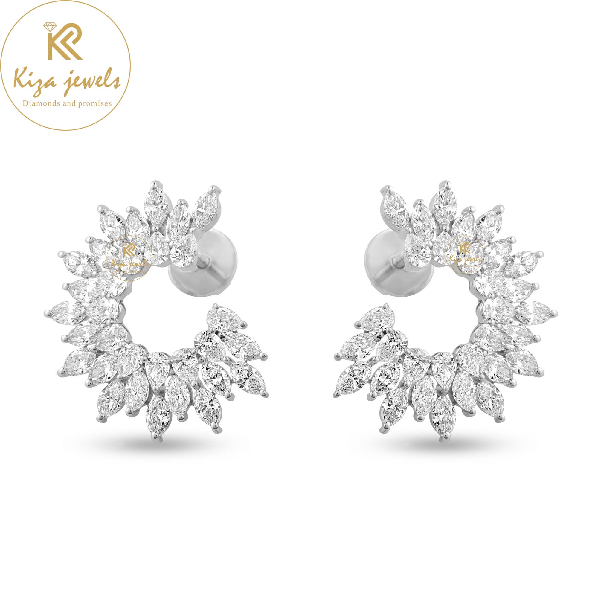 5.66 TDW Pear & Marquise Cut Diamond stud Earring