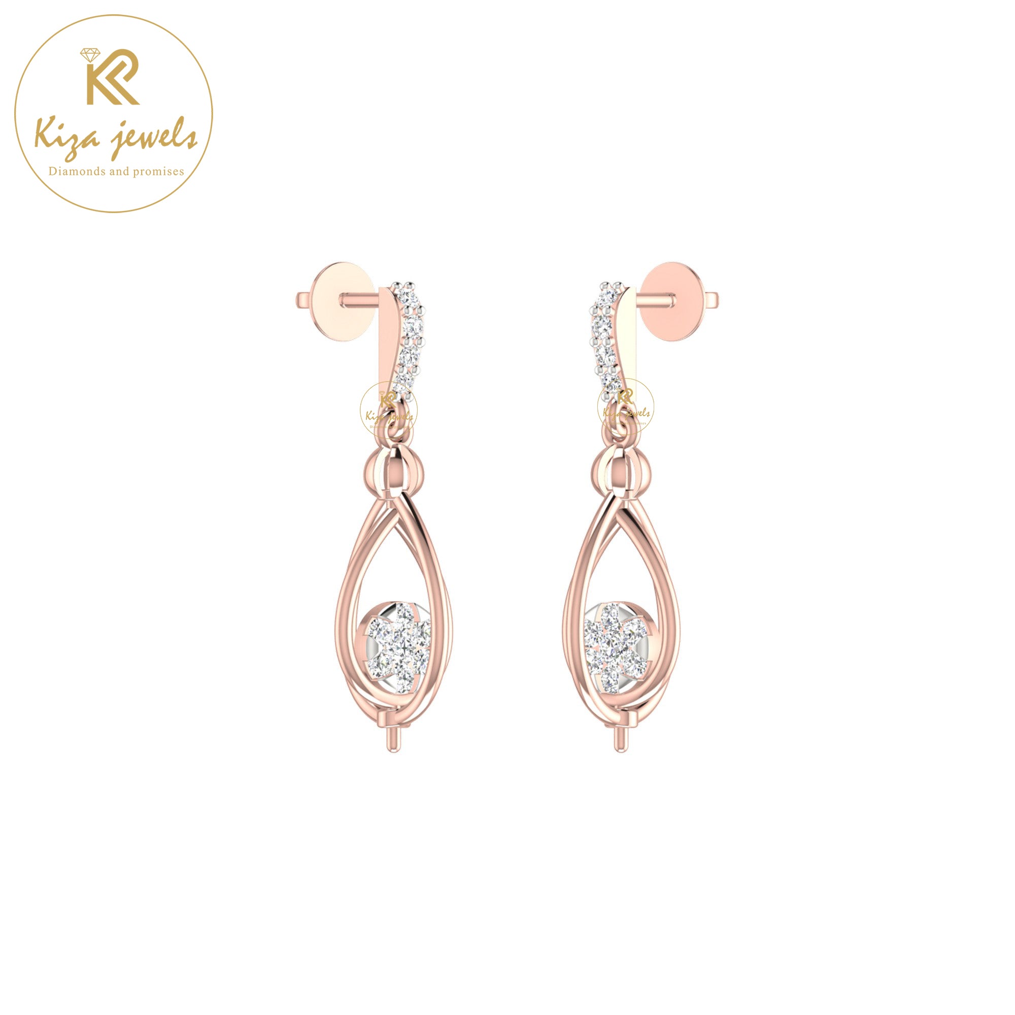 0.17 TDW Round Cut Diamond Women's Drop & Dangle Earring