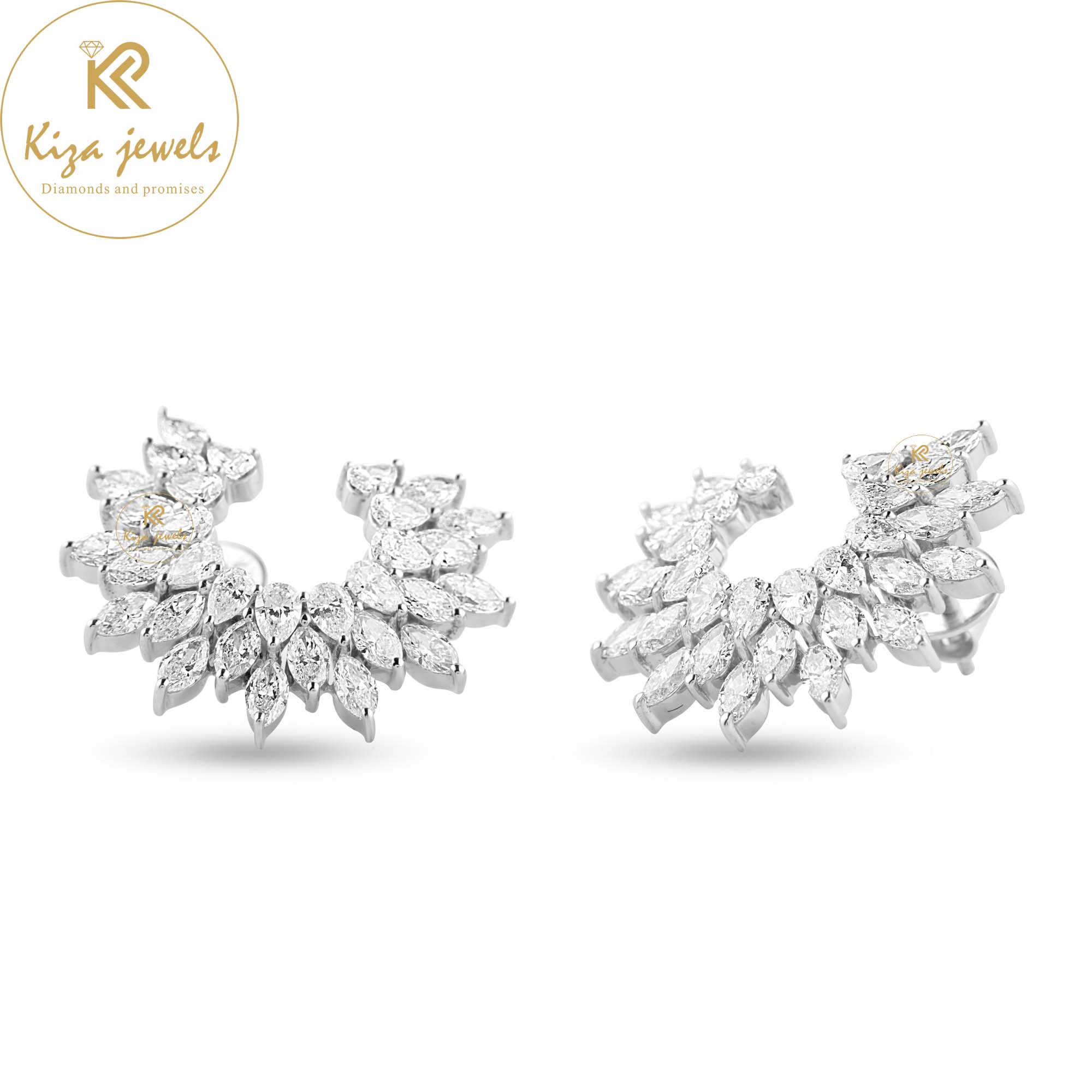 5.66 TDW Pear & Marquise Cut Diamond stud Earring