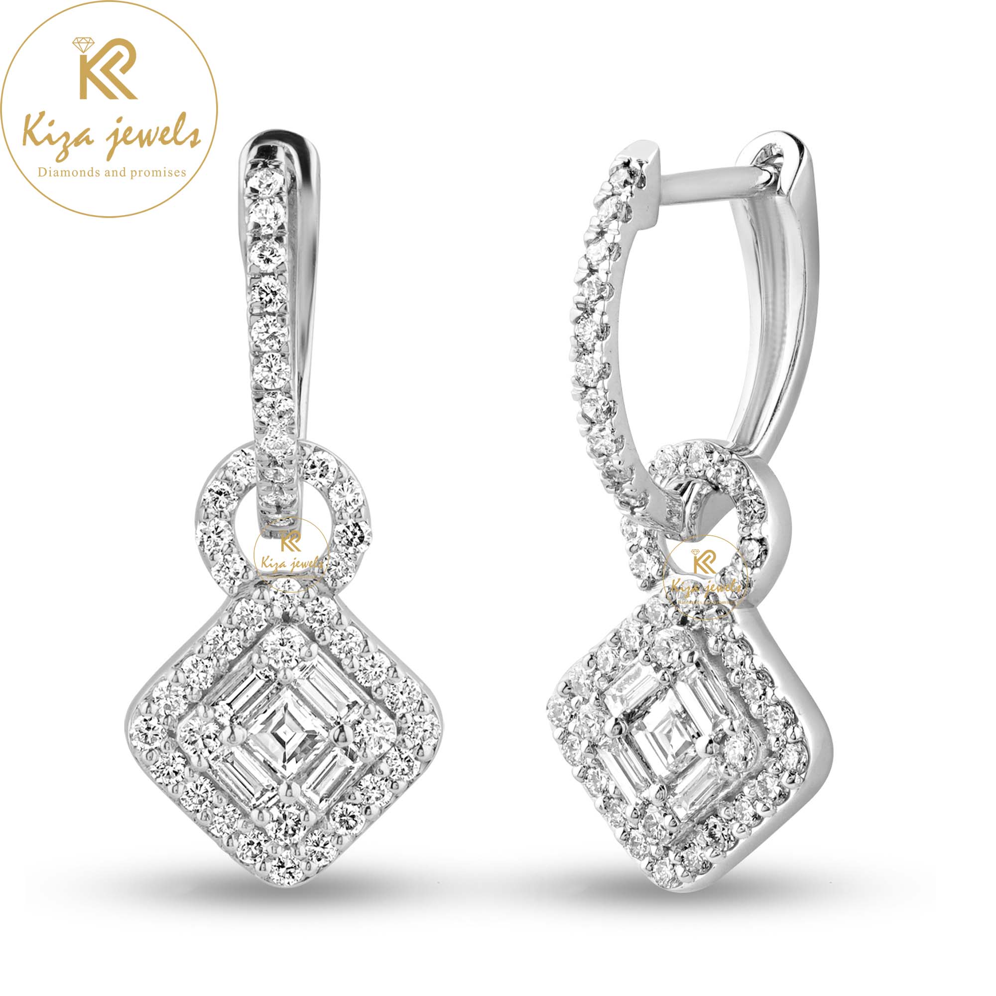 0.60 TDW Round, Princess & Baguette Cut Diamond Drop & Dangle Earring