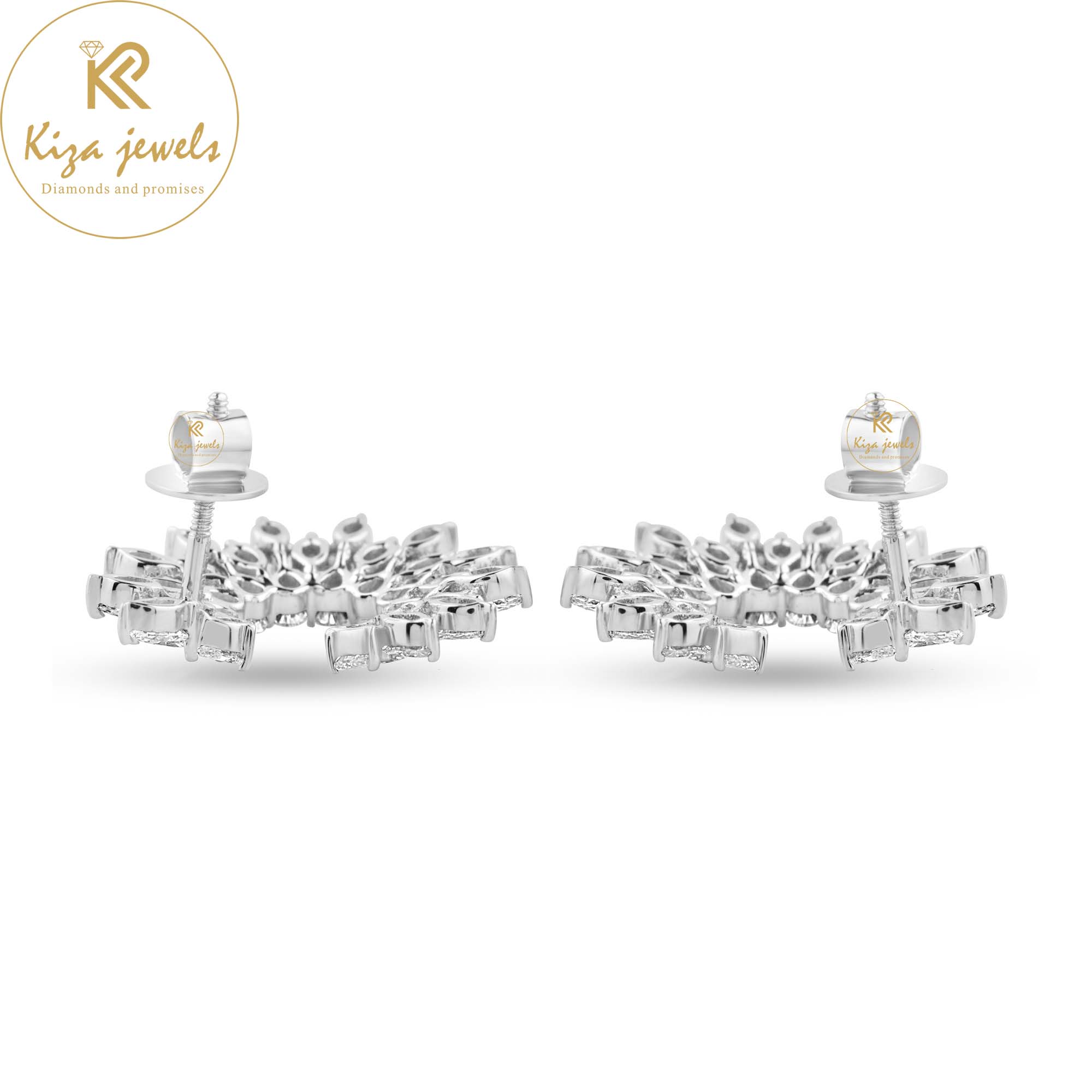 5.66 TDW Pear & Marquise Cut Diamond stud Earring