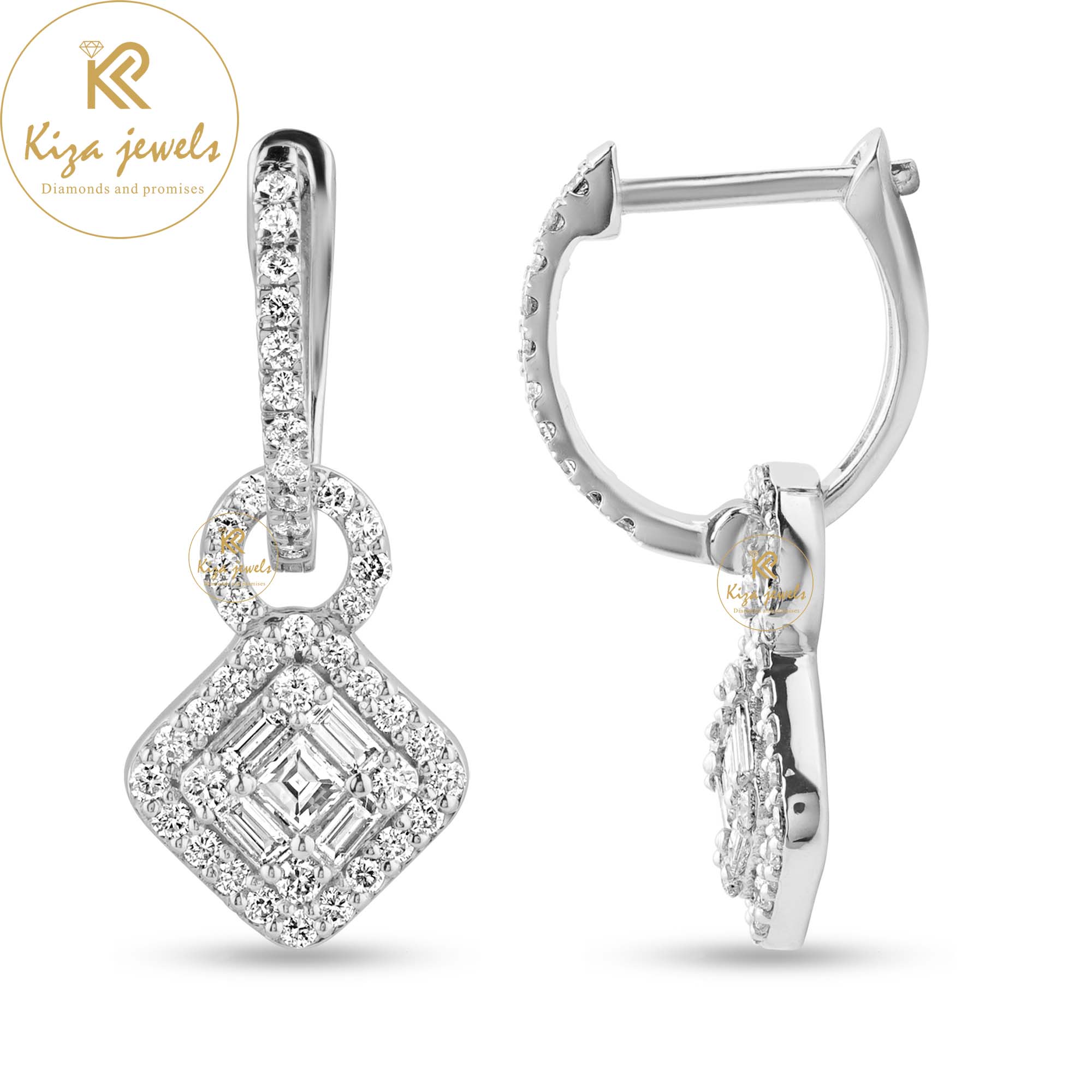 0.60 TDW Round, Princess & Baguette Cut Diamond Drop & Dangle Earring